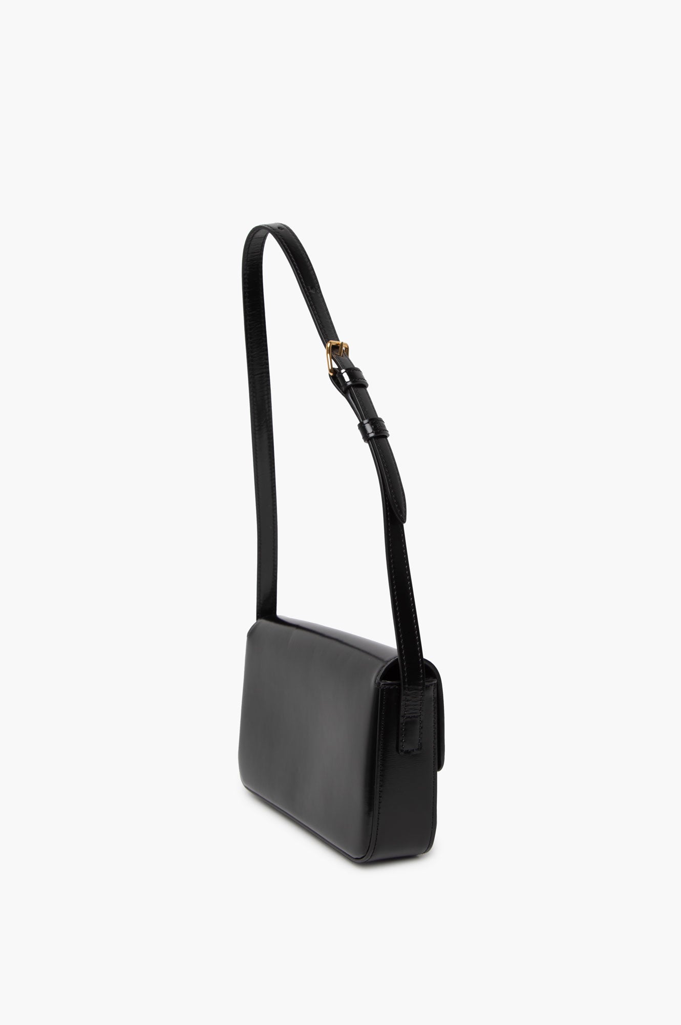 Celine Black Classique Triomphe Shiny Calfskin Shoulder Bag
