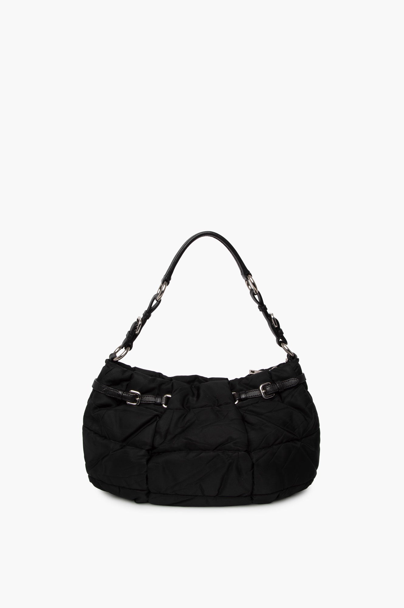 Prada Black Tessuto Nylon Gaufre Quilted Shoulder Bag