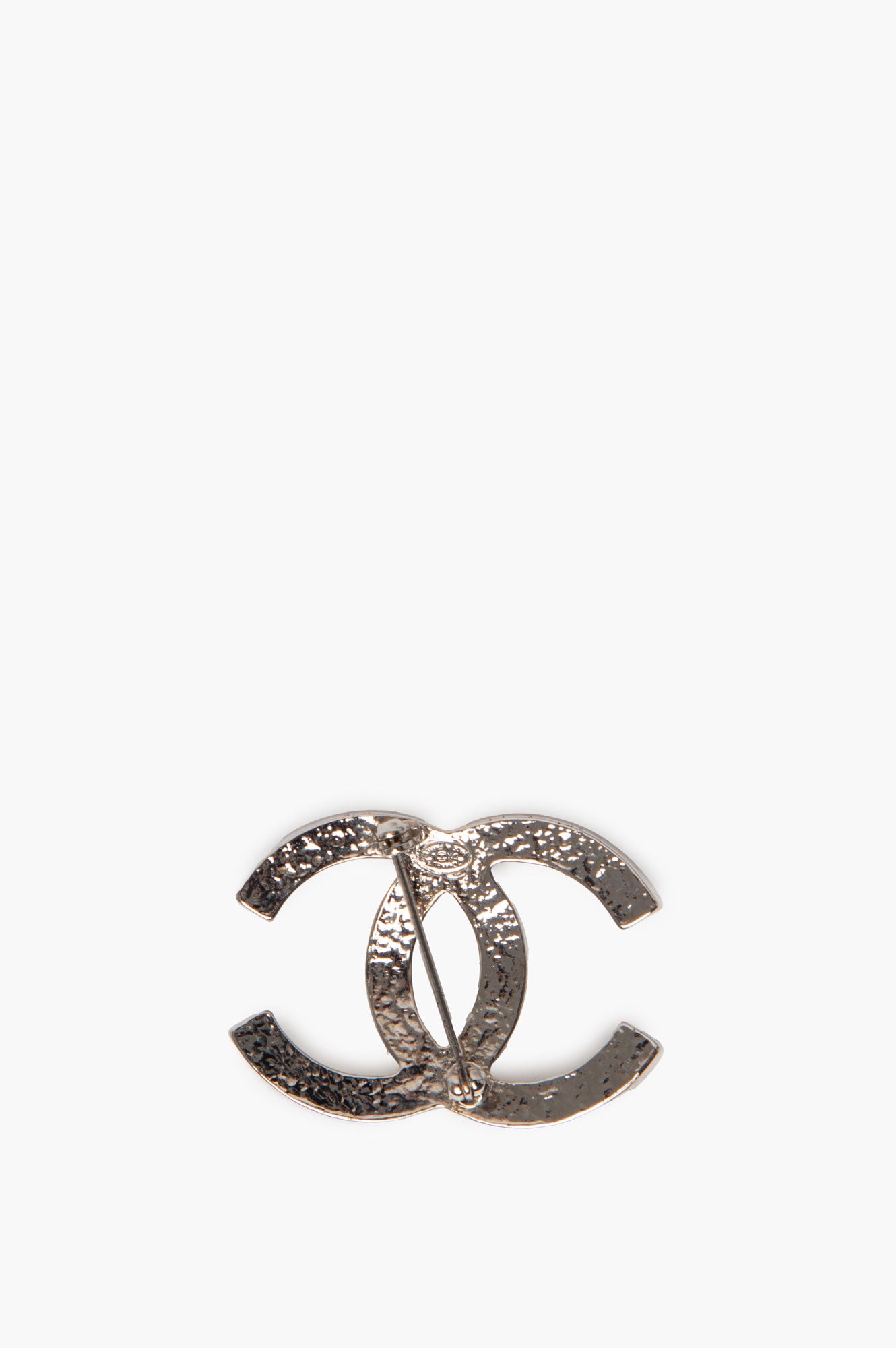 Chanel Classic Silver CC Pearl Brooch