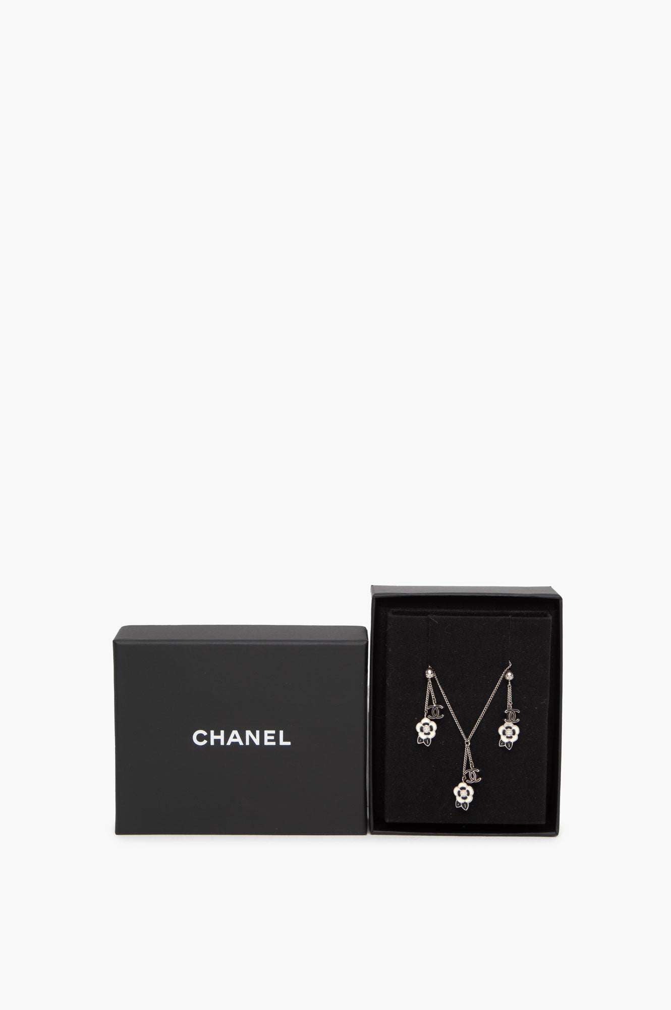 Chanel Camelia Coco Necklace Earring Set