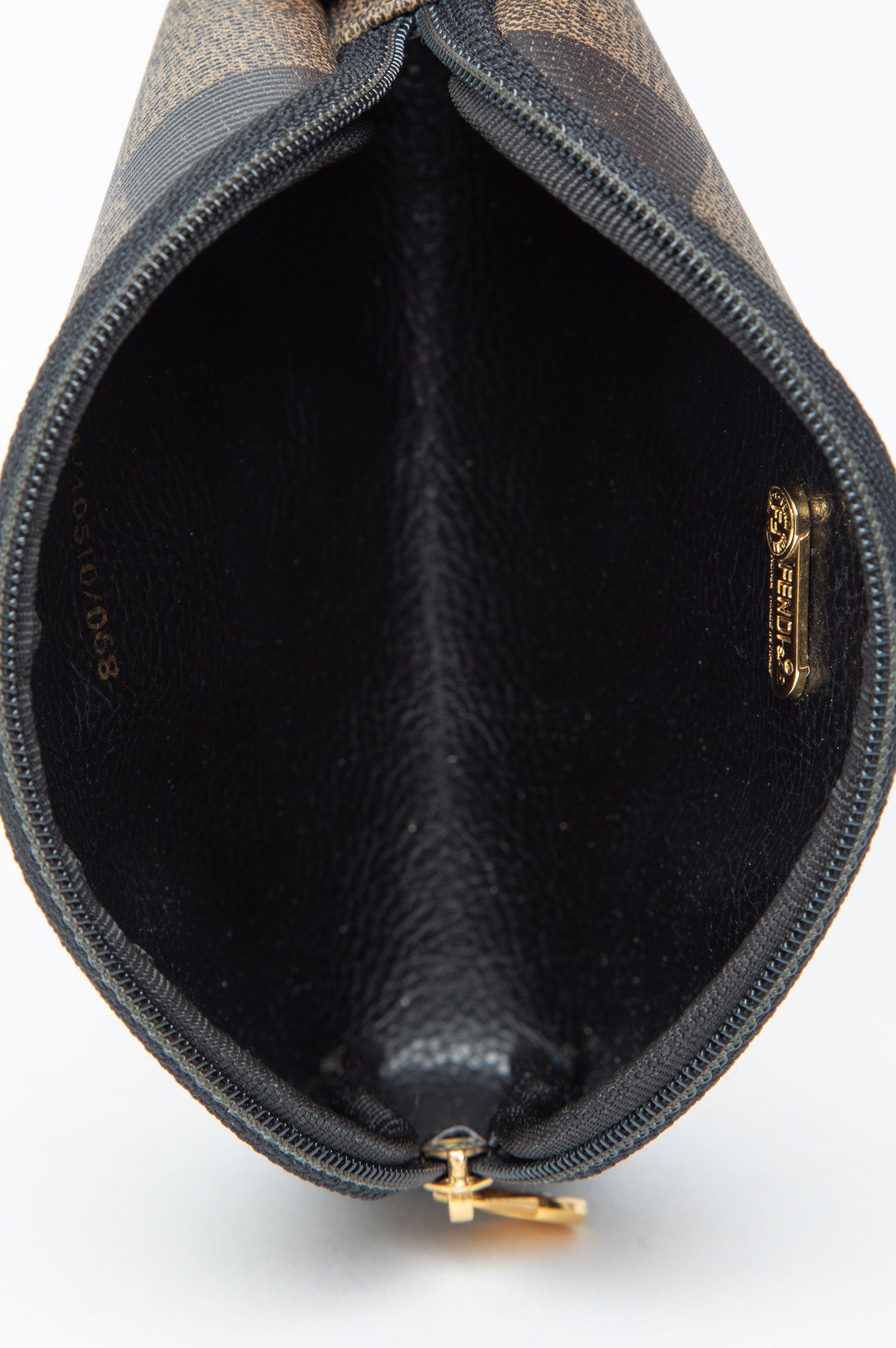 Fendi Peacan Small Pouch Cosmetic Bag Brown