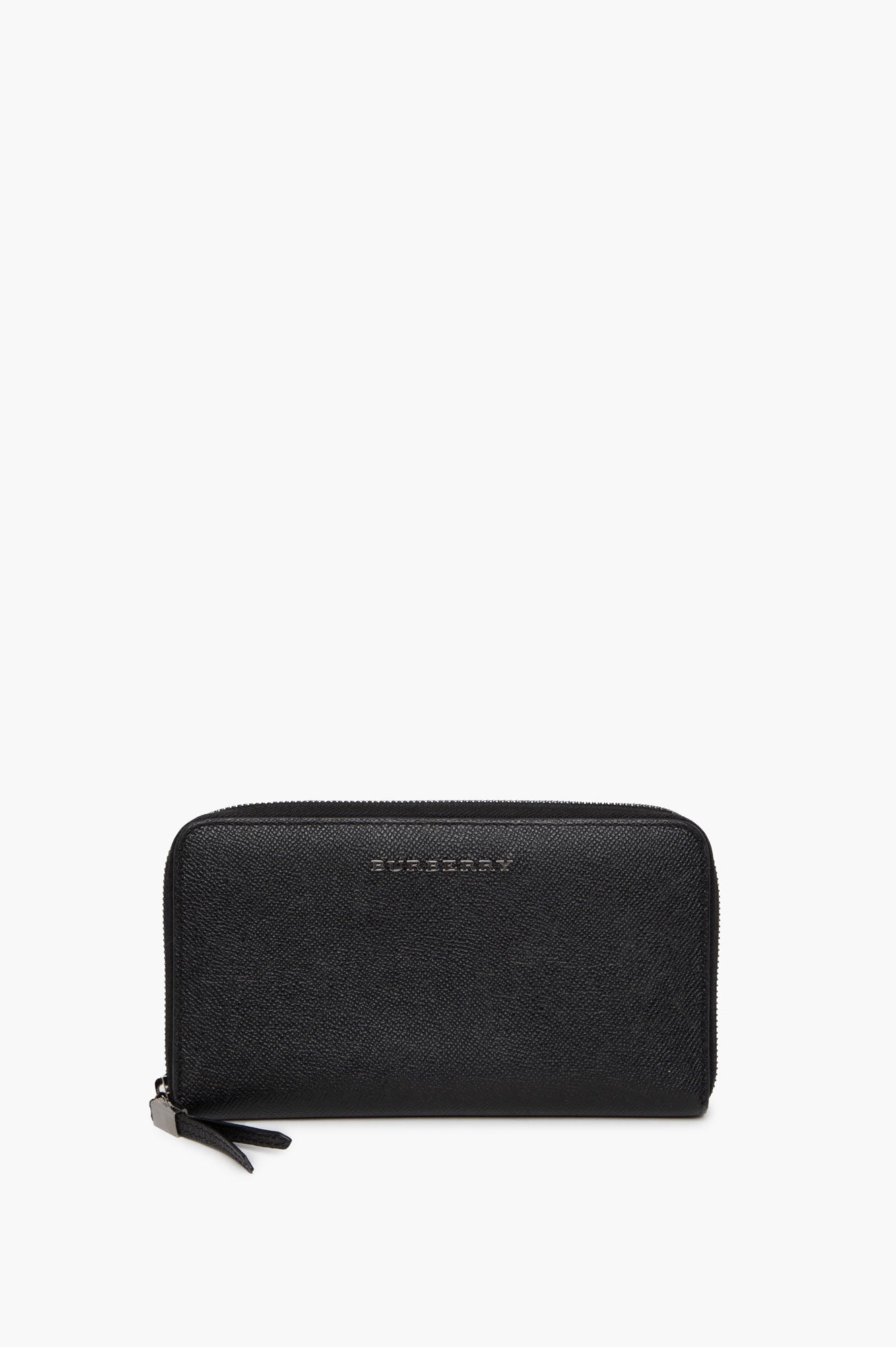 Burberry Black Leather Long Zip Wallet