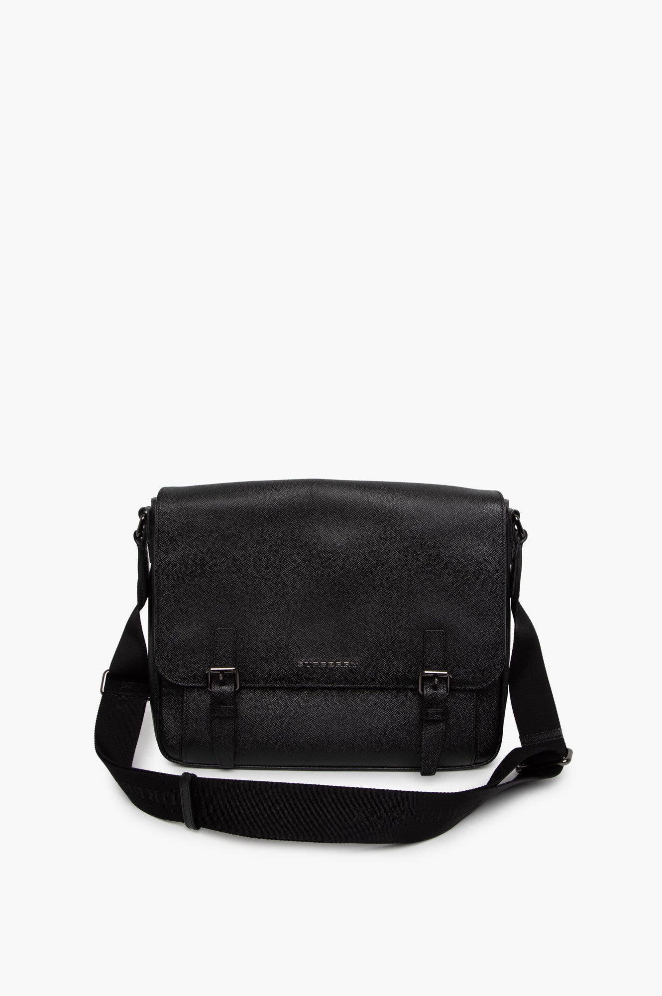 Burberry Black Leather Messenger Bag