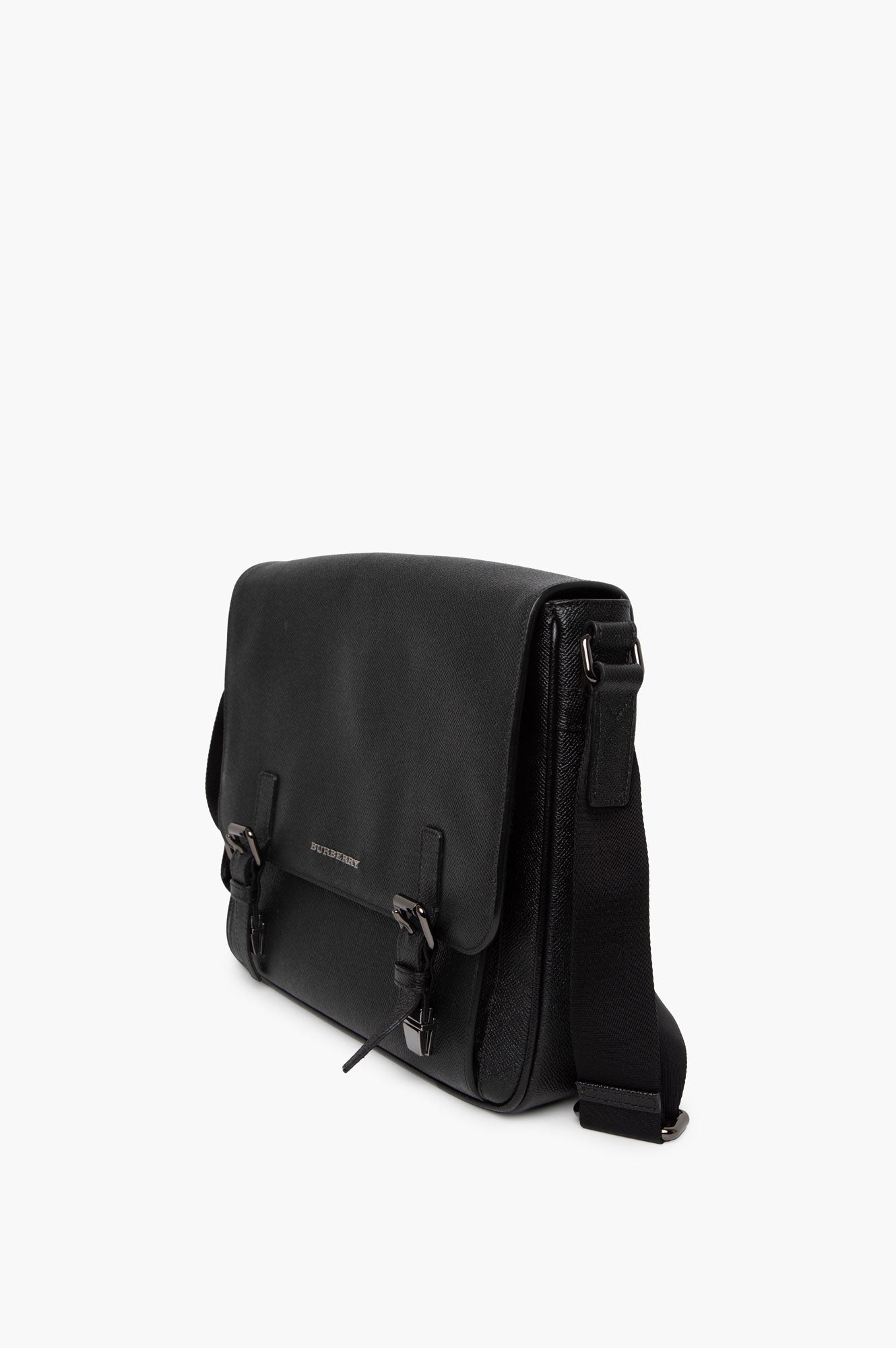 Burberry Black Leather Messenger Bag