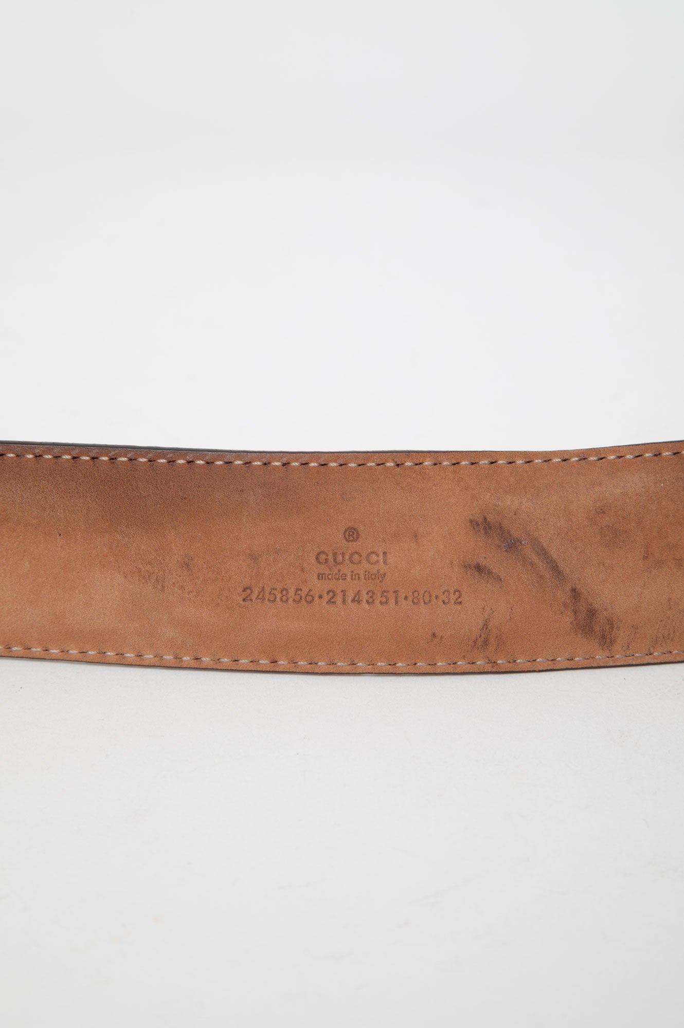 Gucci Red Monogram Leather Belt Size 80