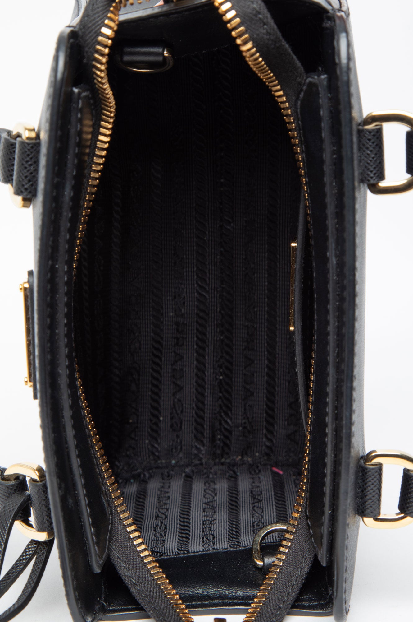 Prada Black Saffiano Mini Zipped Tote
