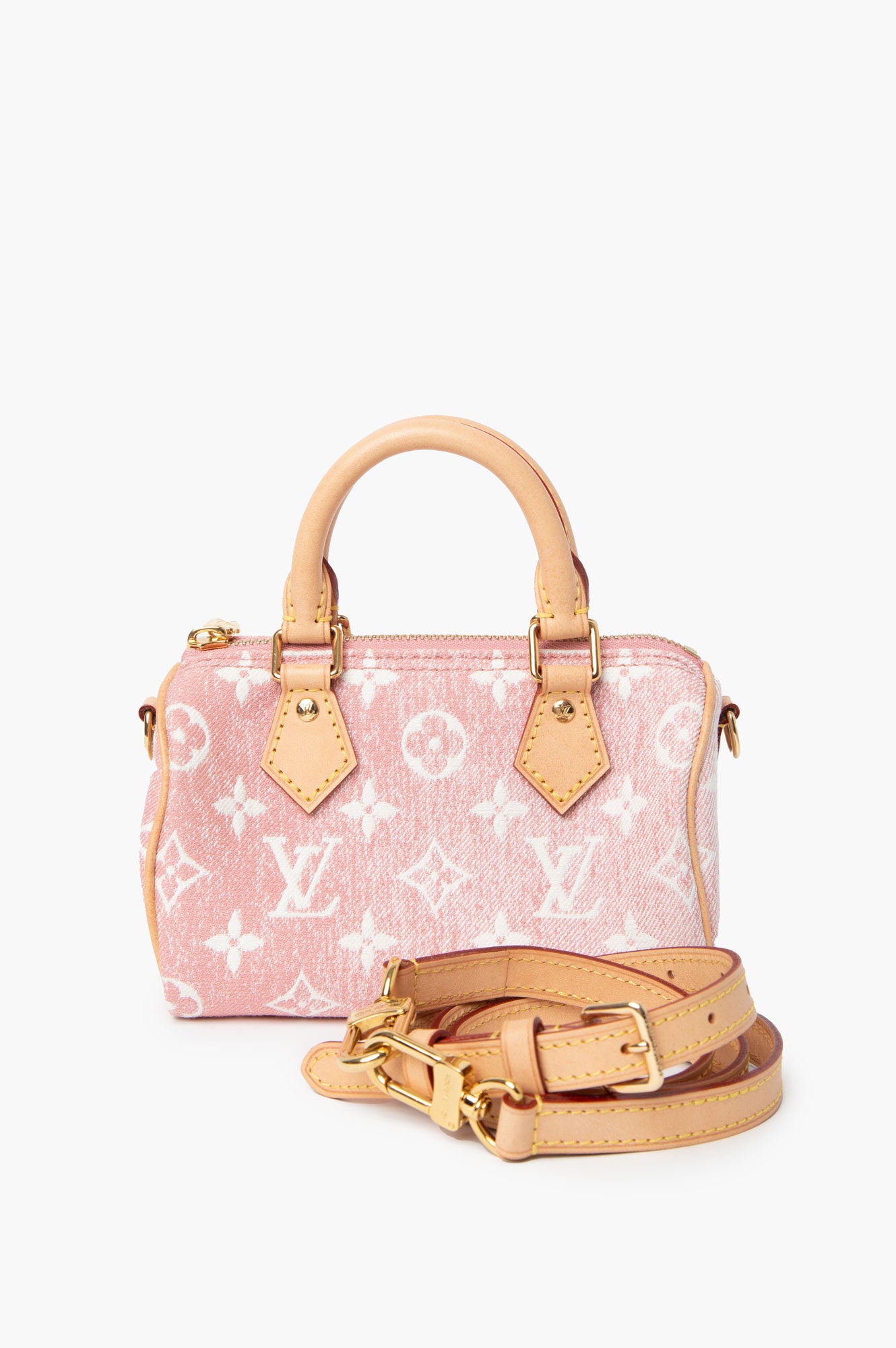 Louis Vuitton Monogram Jacquard Denim Nano Speedy Bandouliere Pink
