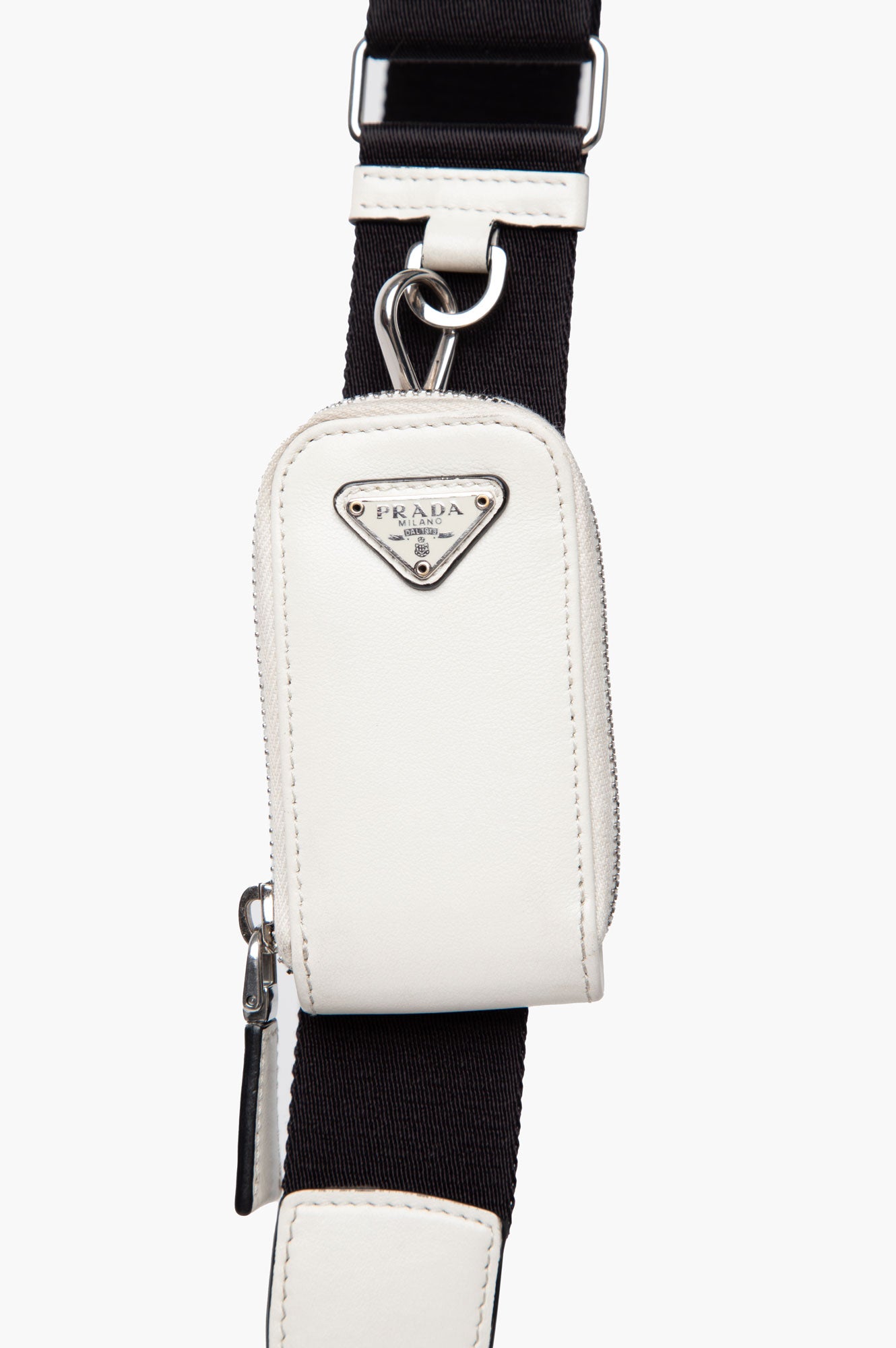 Prada White Leather Triangle Crossbody Bag