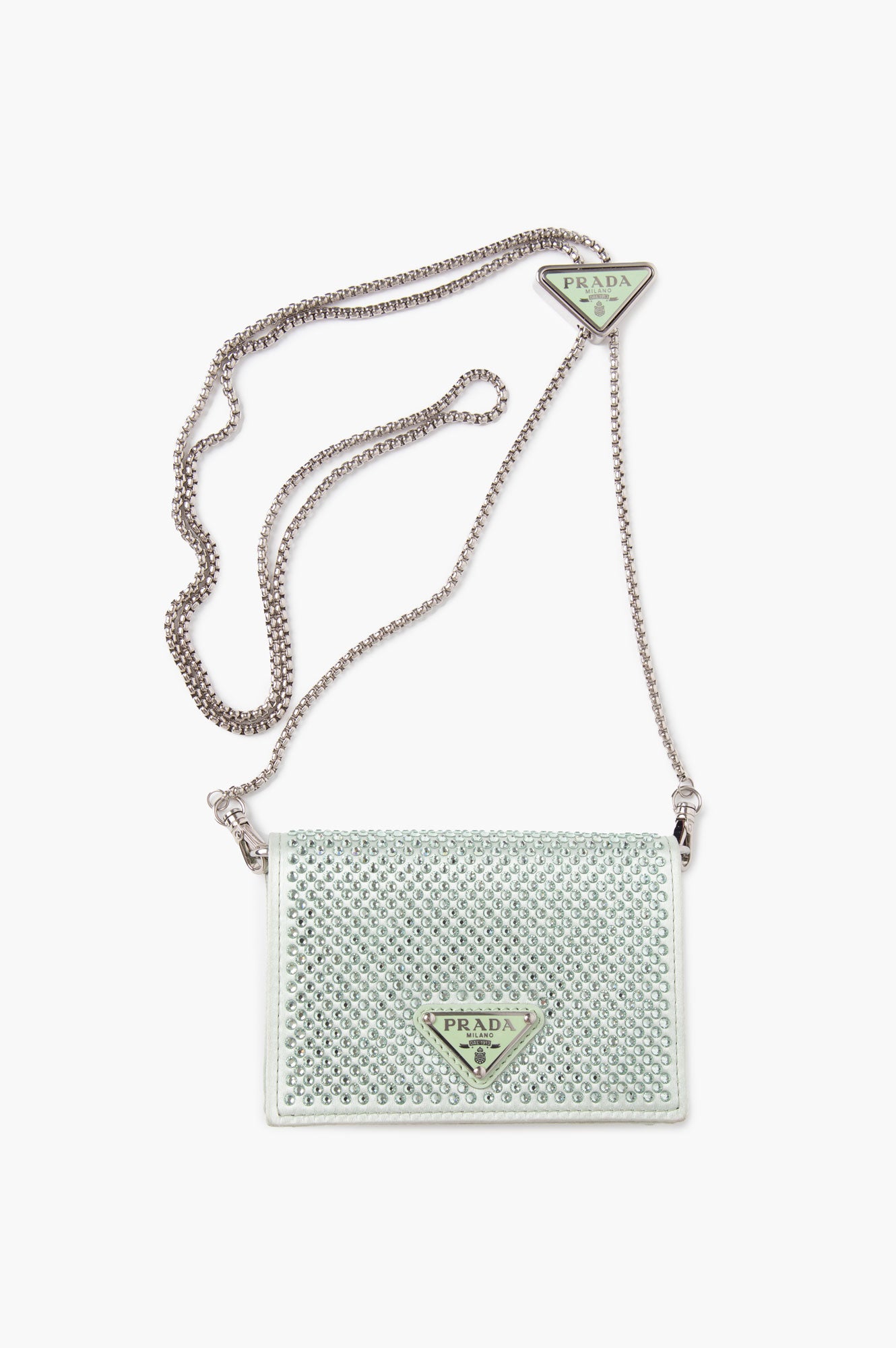 Prada Green Satin Crystal Crossbody Bag