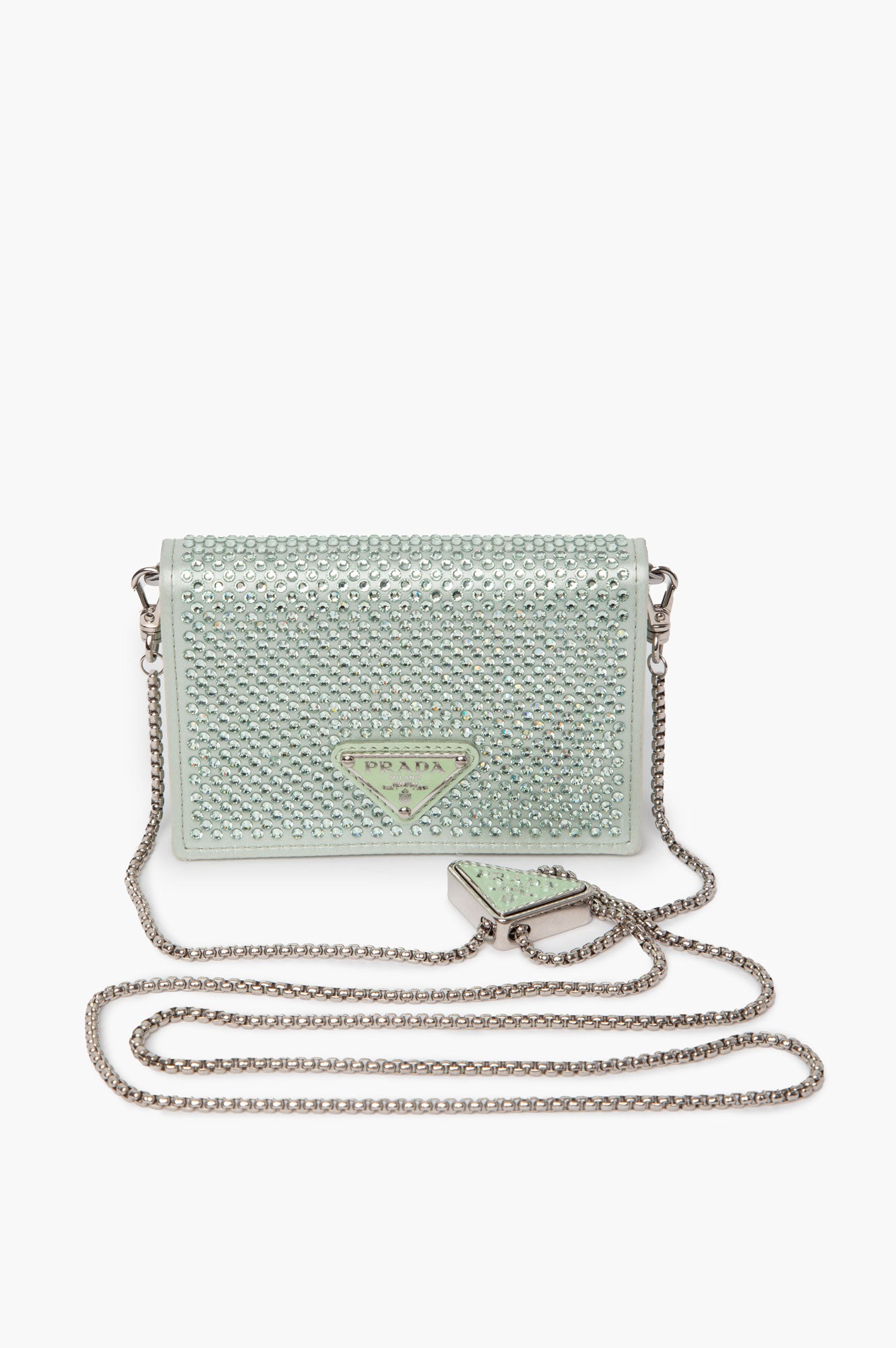 Prada Green Satin Crystal Crossbody Bag
