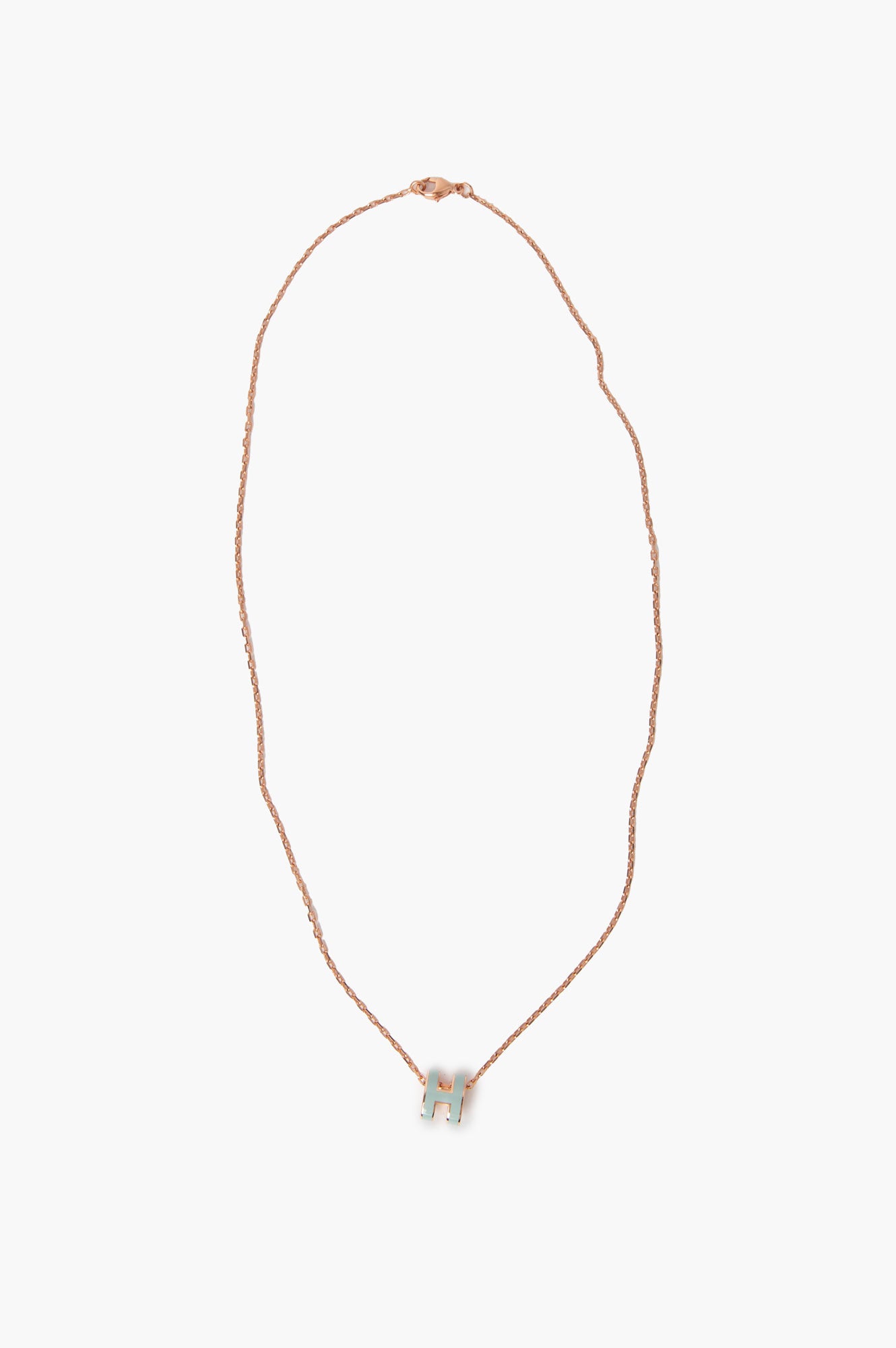 Hermes Mini Pop H Light Blue/Rose Gold Necklace