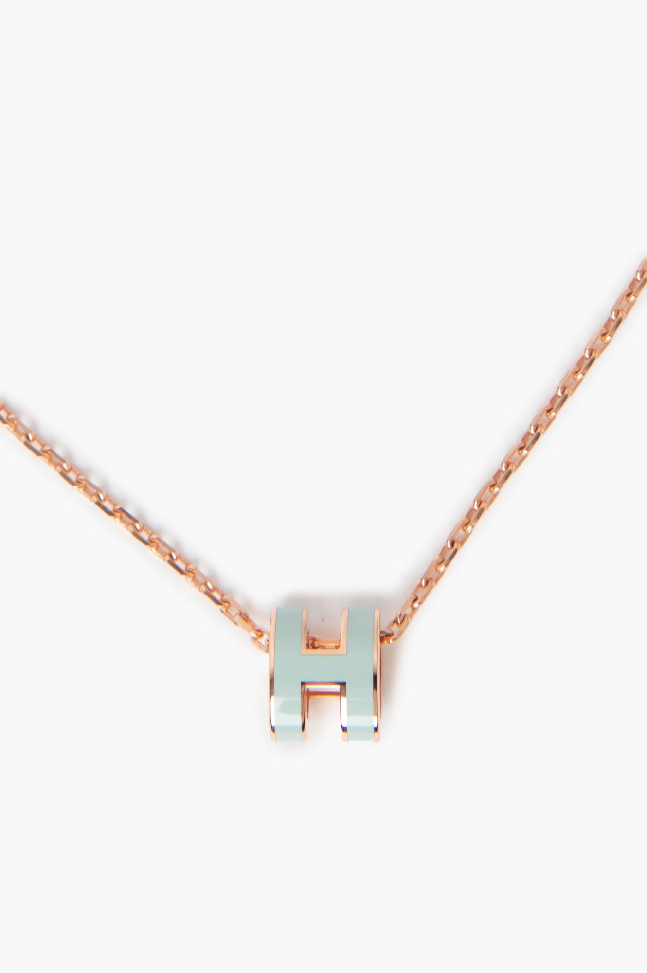 Hermes Mini Pop H Light Blue/Rose Gold Necklace