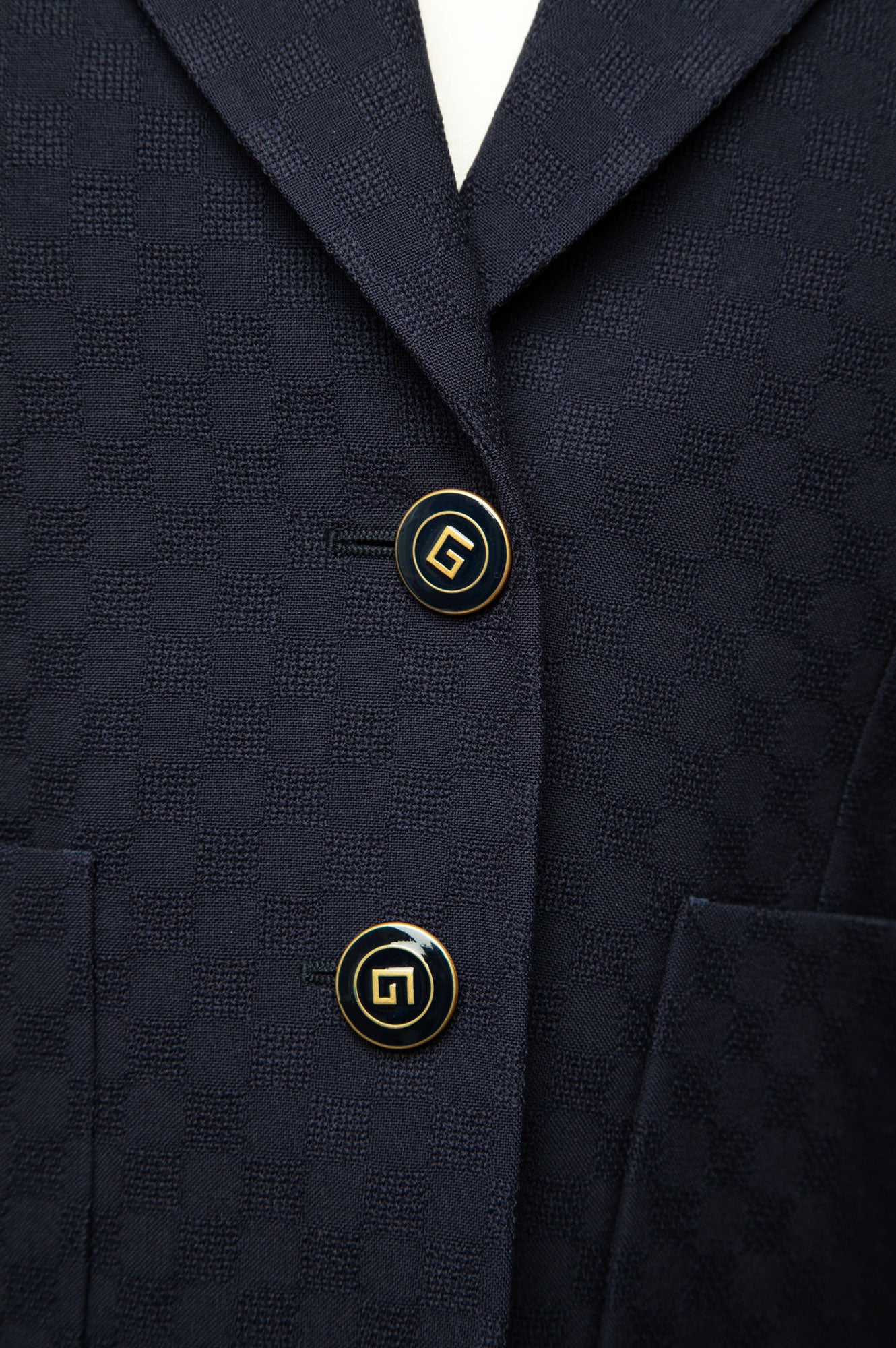 Gucci GG Blue Cotton Blend Formal Jacket
