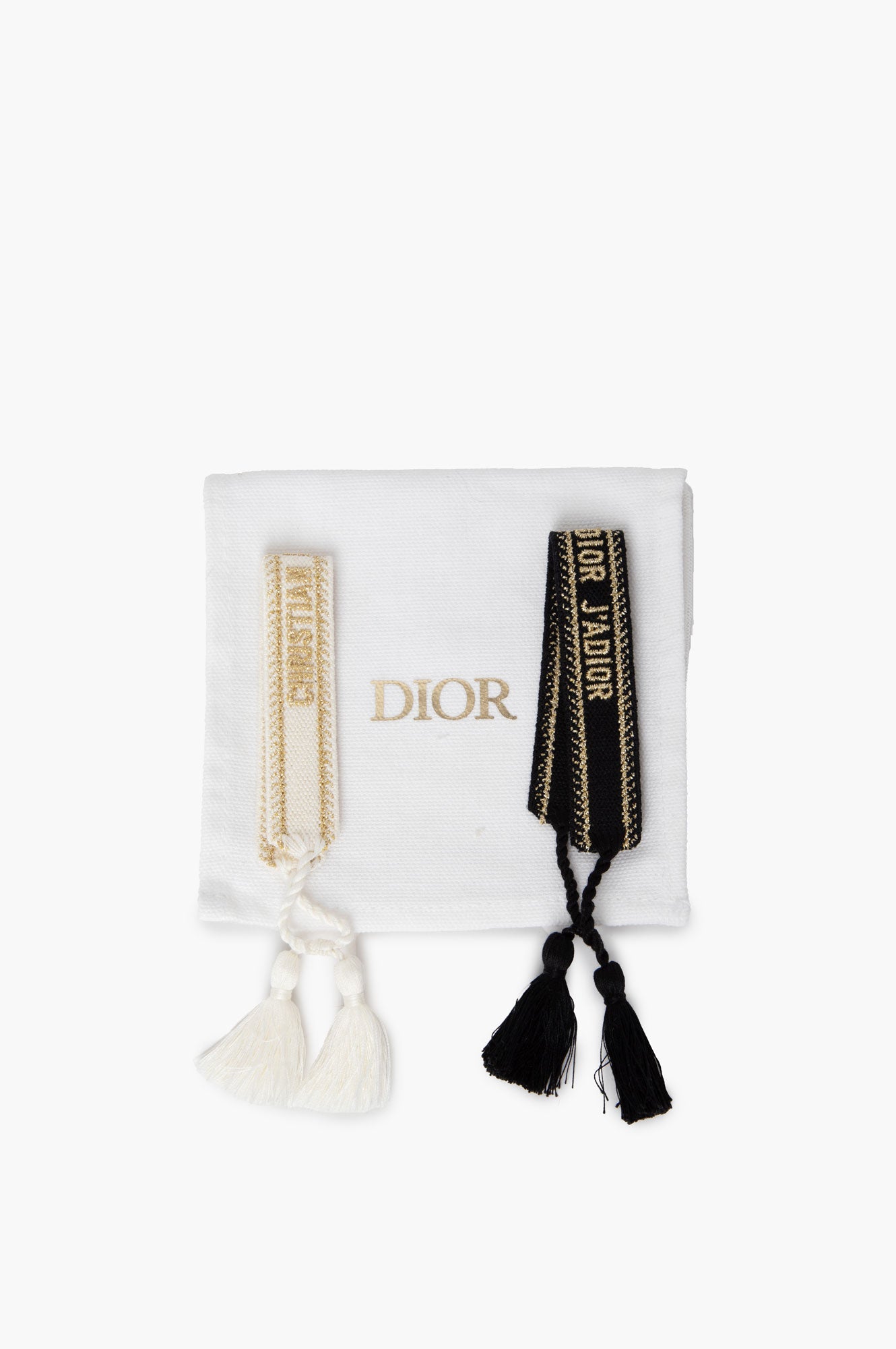 Embroidered Christian Dior Black & White Bracelet Set