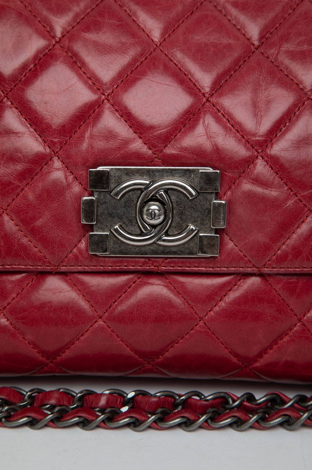 Chanel Red Flap Boy Lock Shoulder Bag