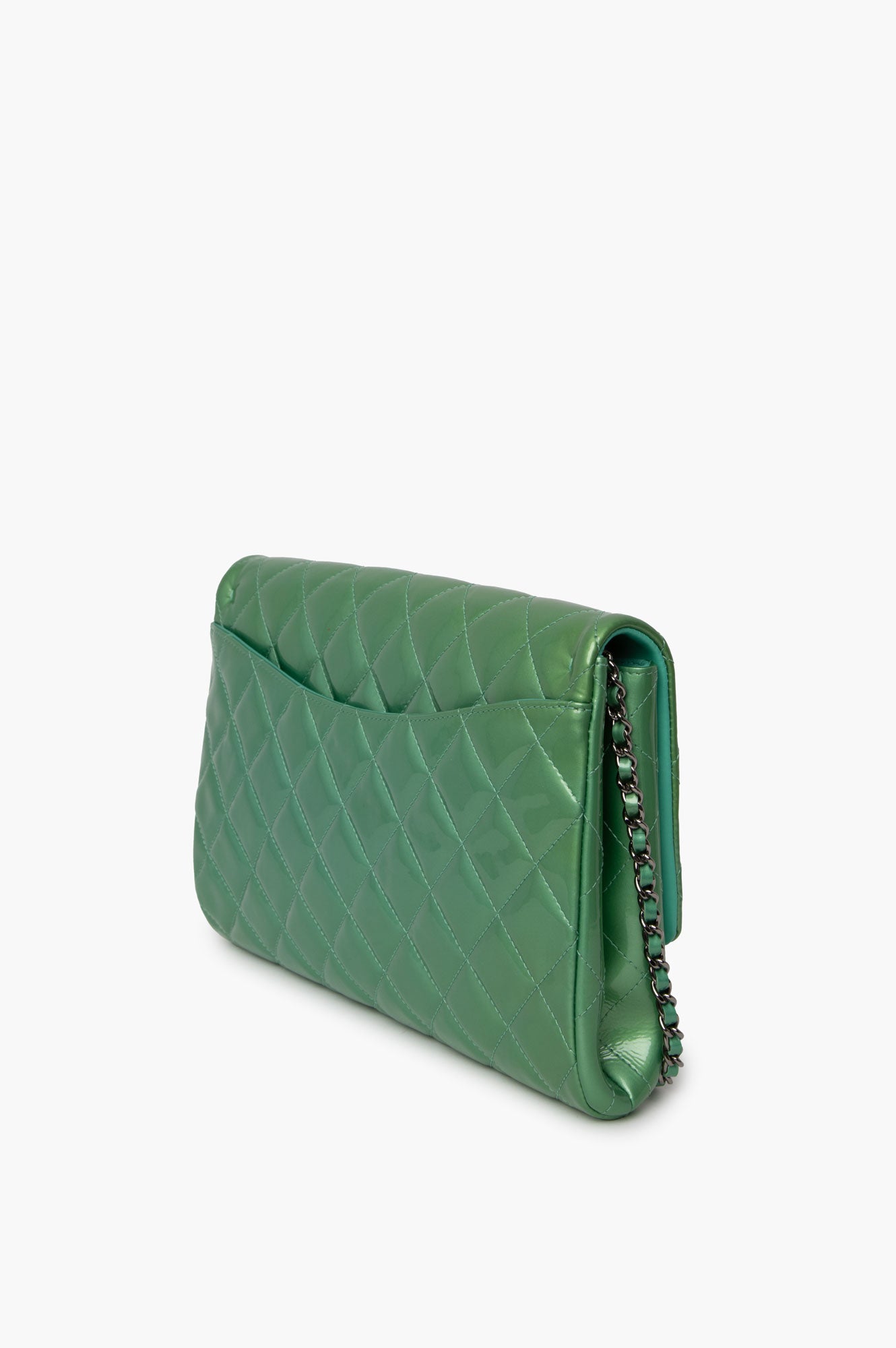 Chanel Green Patent Single Flap Bag