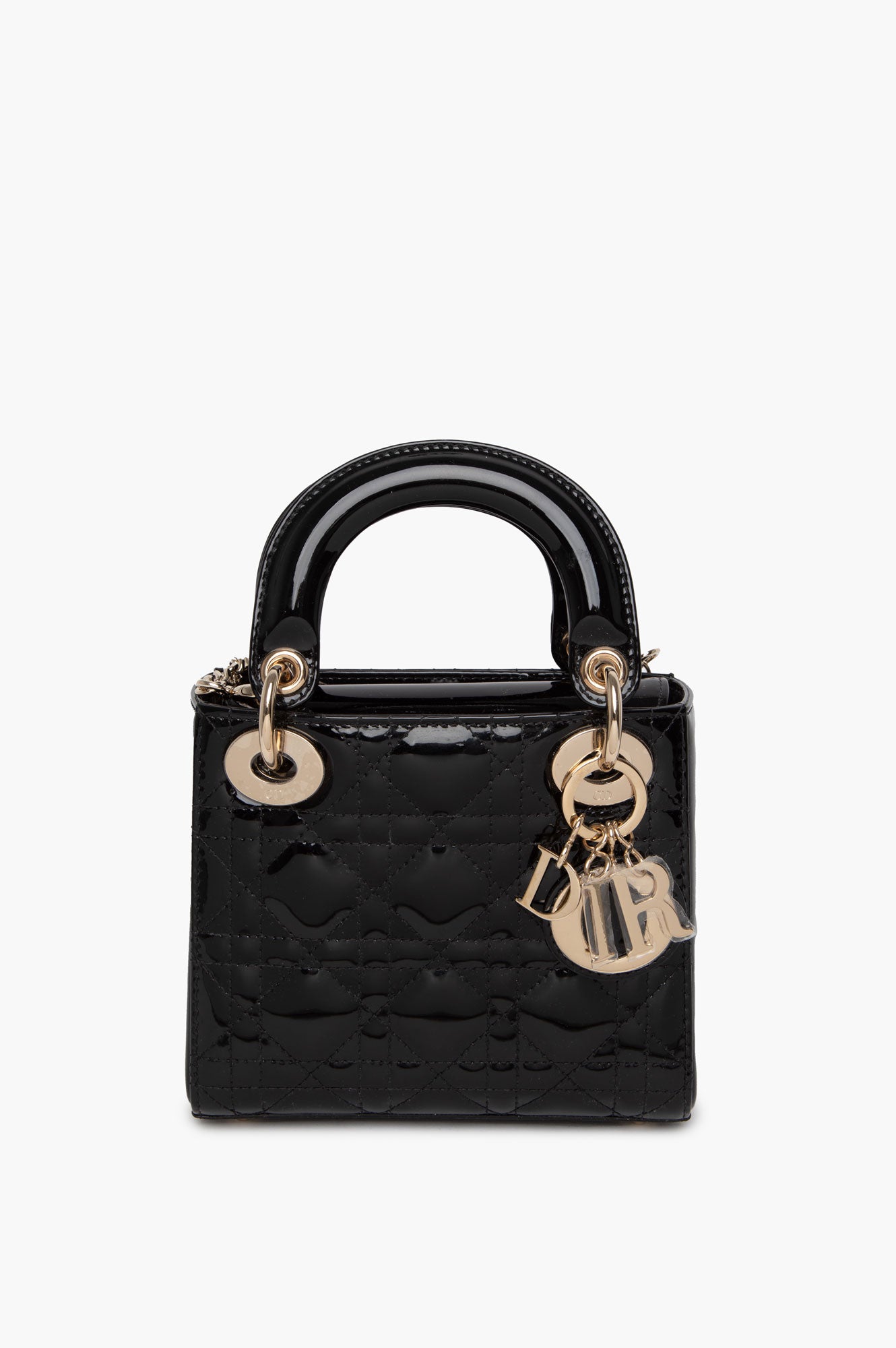 Christian Dior Black Patent Mini Lady Dior Bag