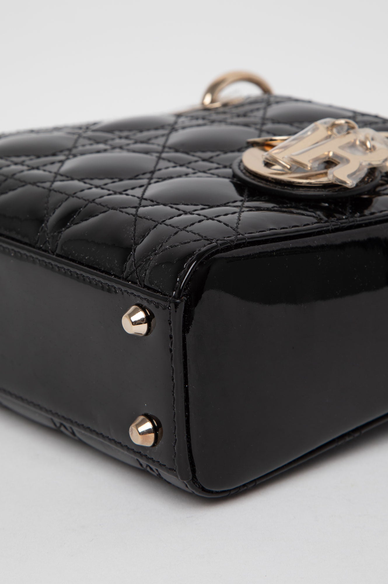 Christian Dior Black Patent Mini Lady Dior Bag