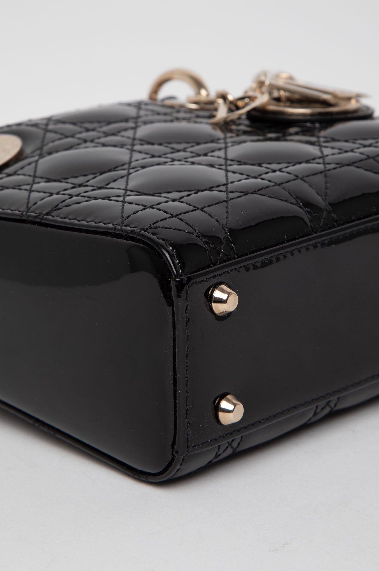 Christian Dior Black Patent Mini Lady Dior Bag