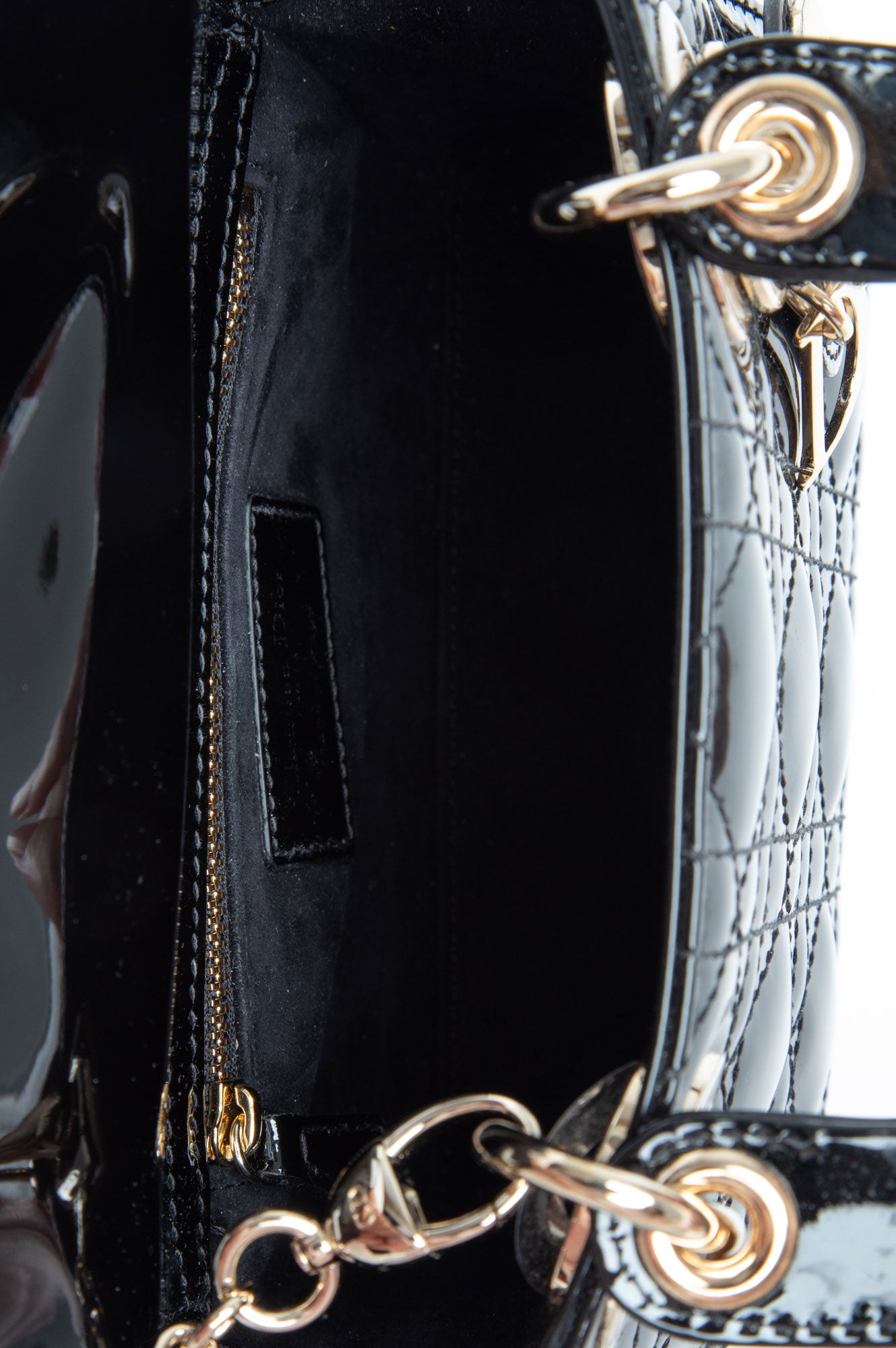 Christian Dior Black Patent Mini Lady Dior Bag