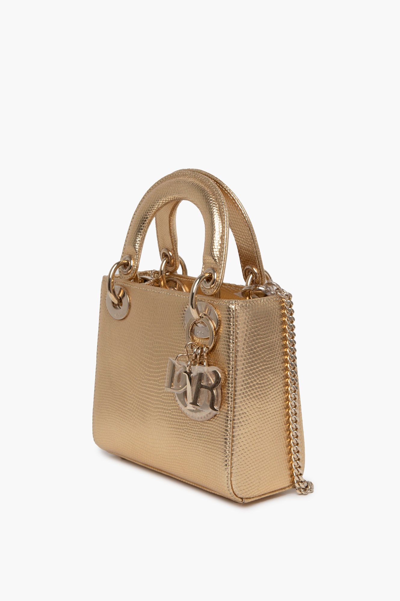 Christian Dior Metallic Lizard Mini Lady Dior Bag