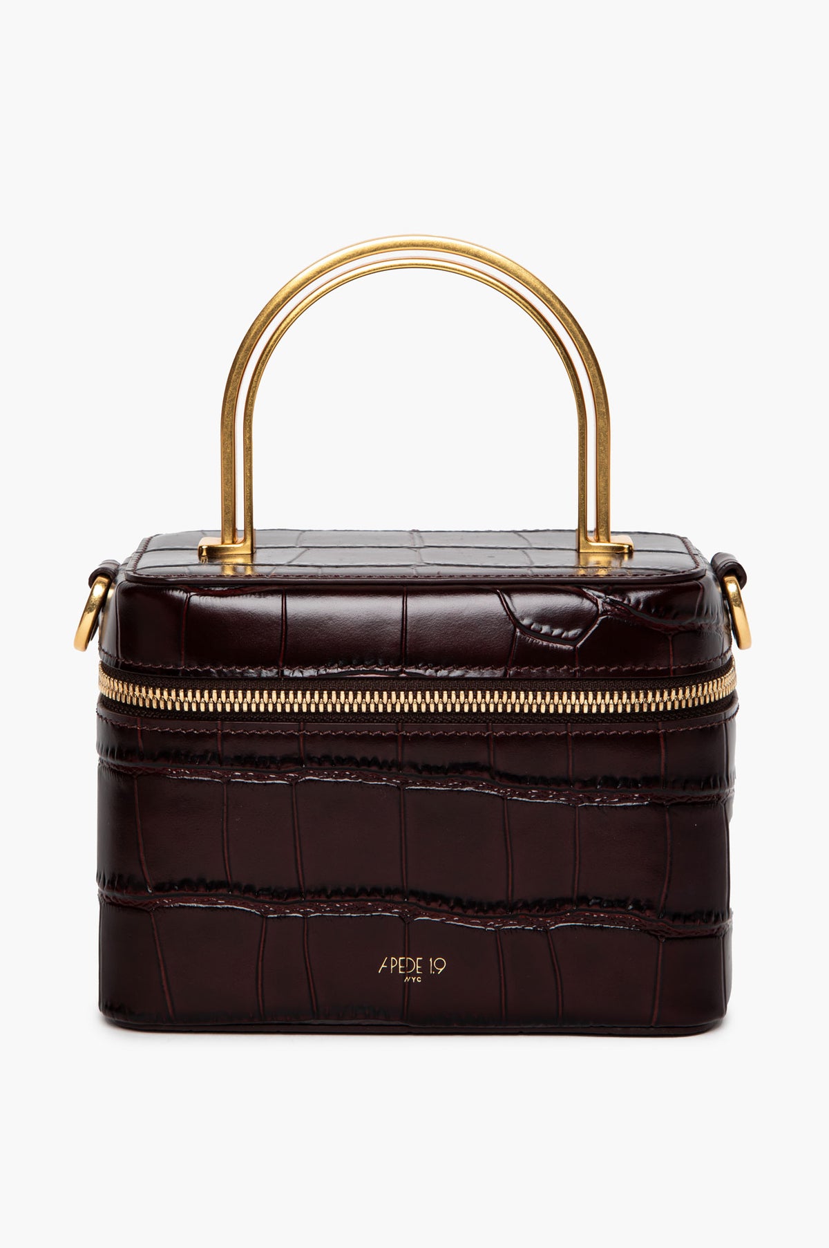 Apede Mod Brown Croc Embossed Vanity Bag
