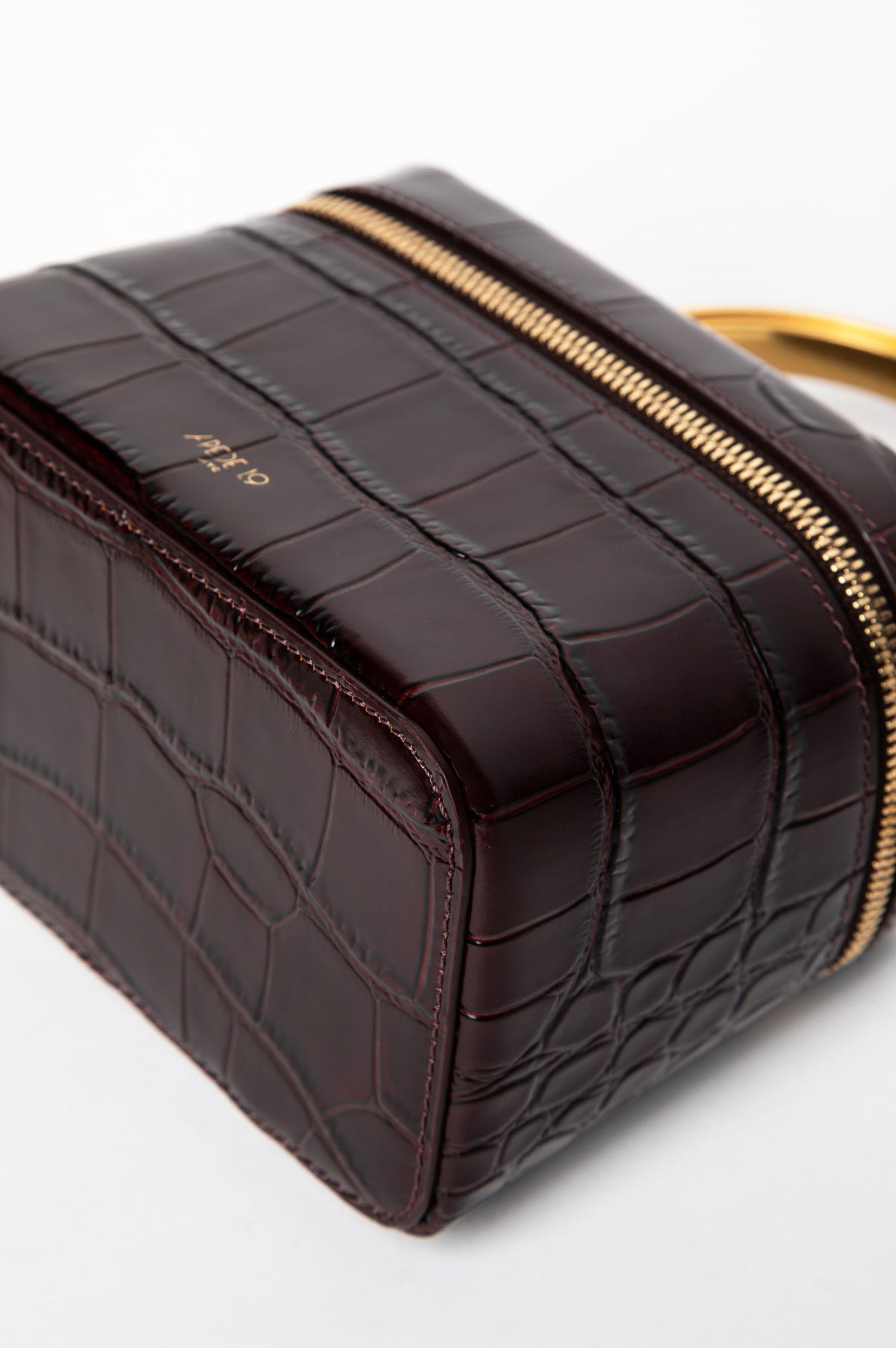 Apede Mod Brown Croc Embossed Vanity Bag