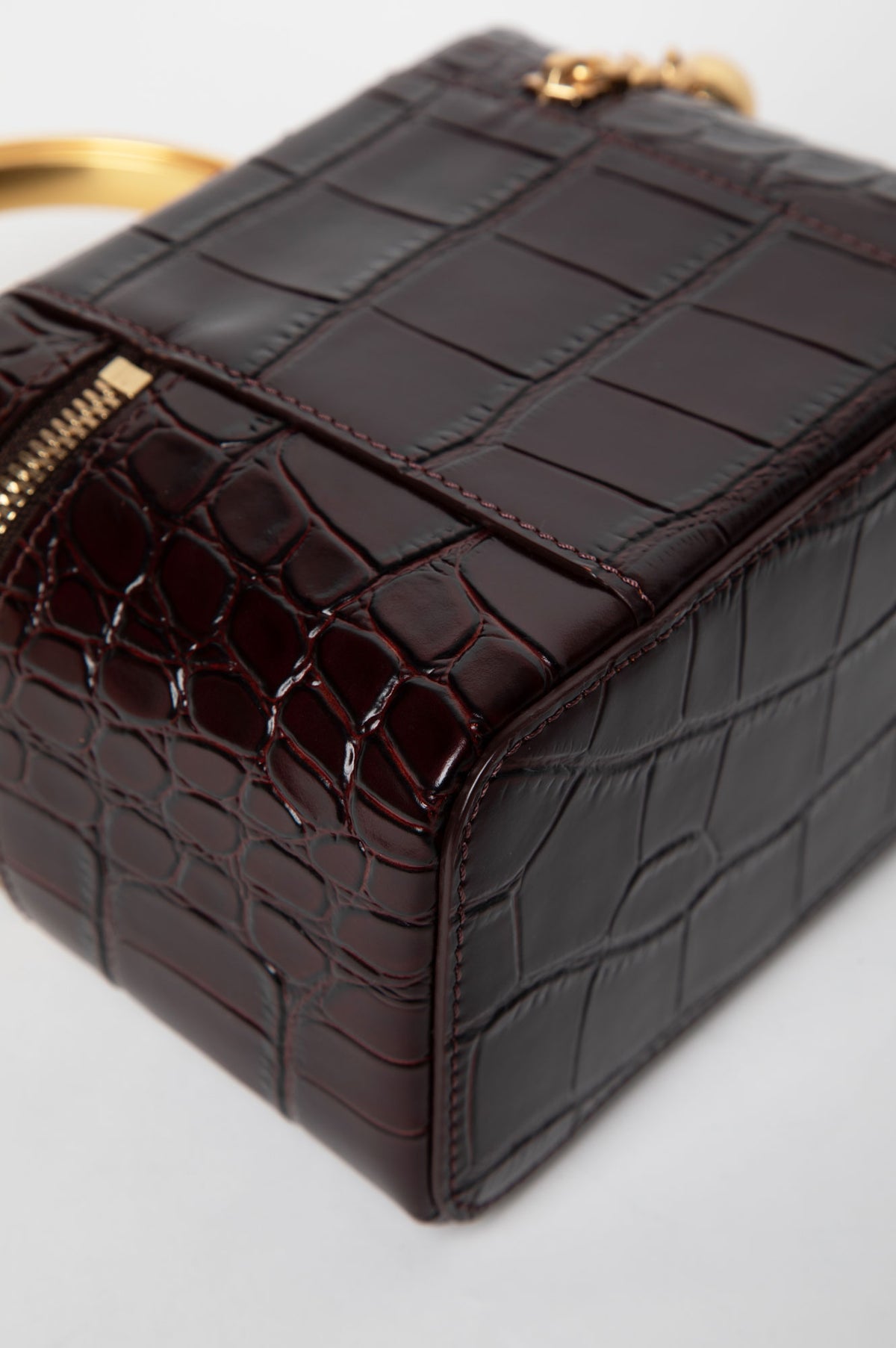 Apede Mod Brown Croc Embossed Vanity Bag