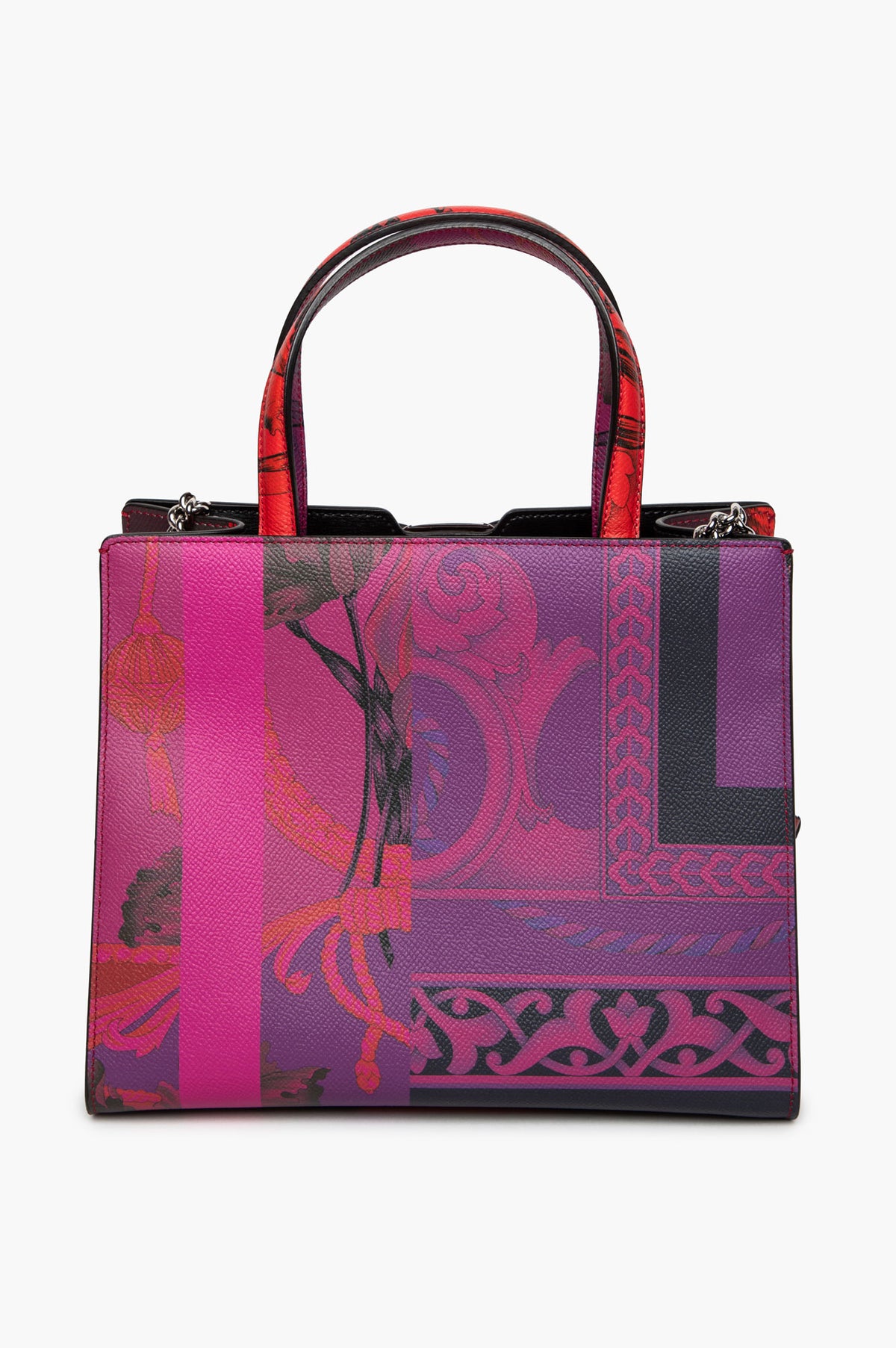 Salvatore Ferragamo Heritage Print Calfskin Vara Bow Top Handle Bag