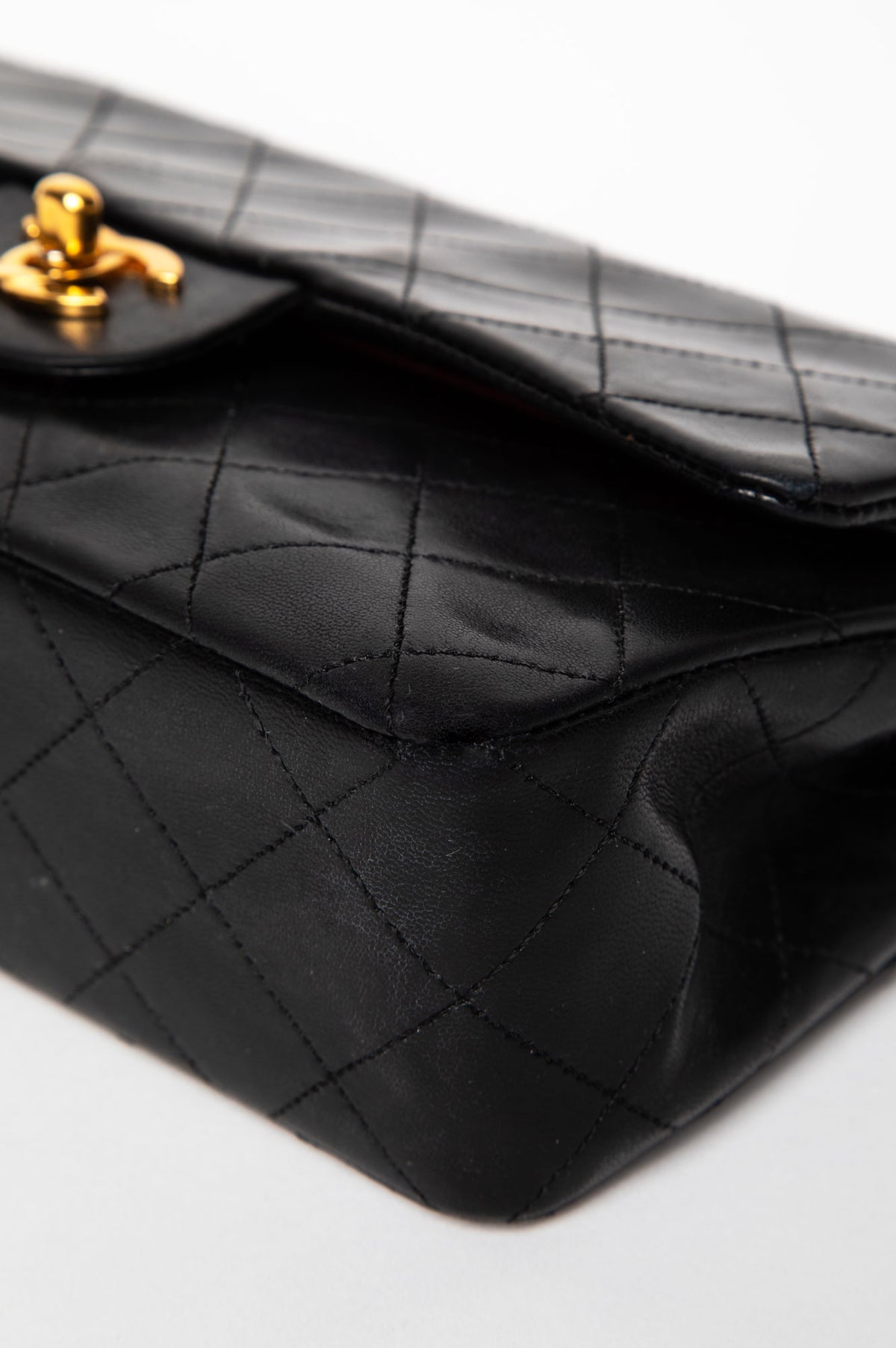 Chanel Vintage Black Lambskin Small Classic Flap GHW