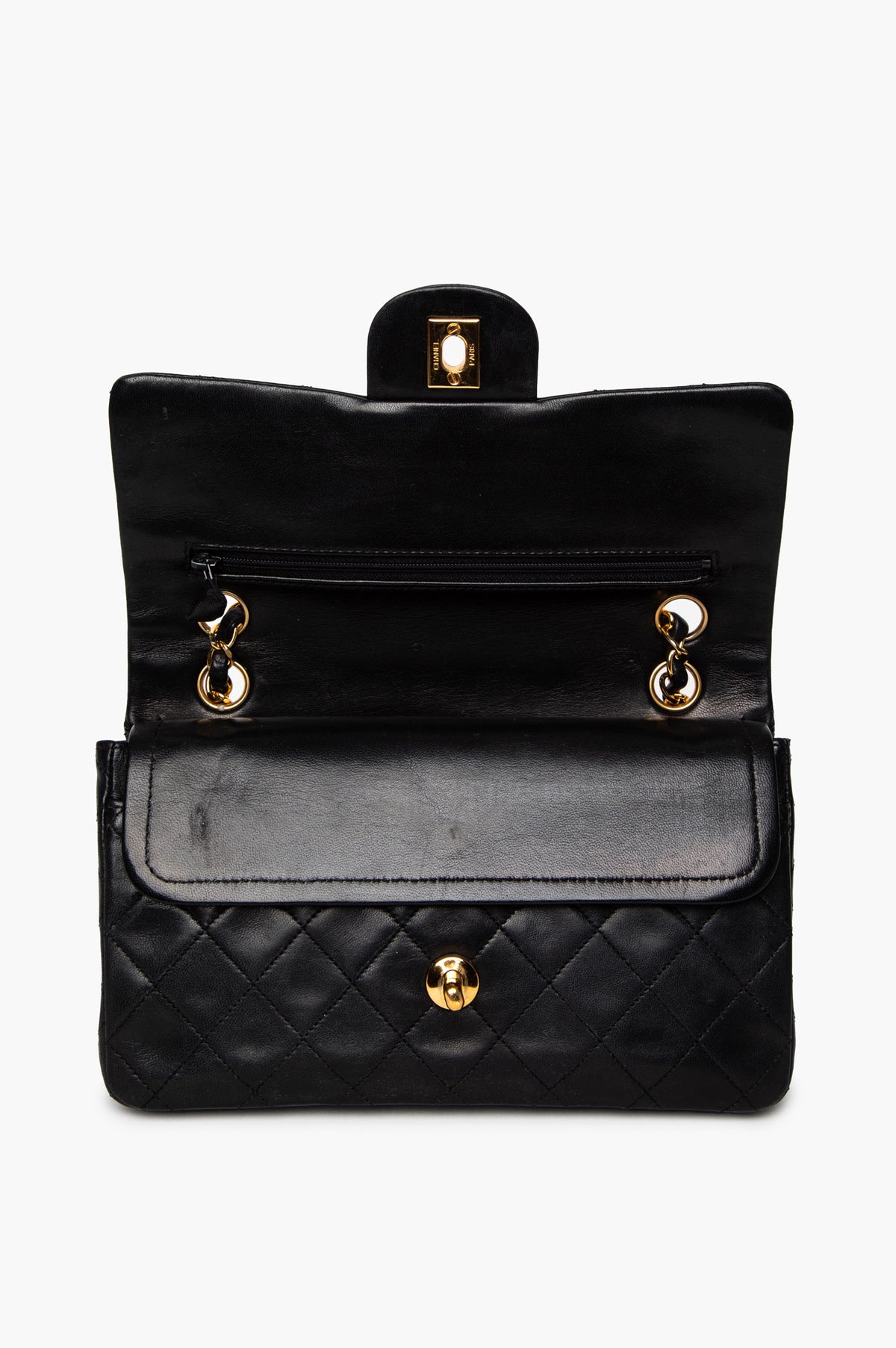 Chanel Vintage Black Lambskin Small Classic Flap GHW