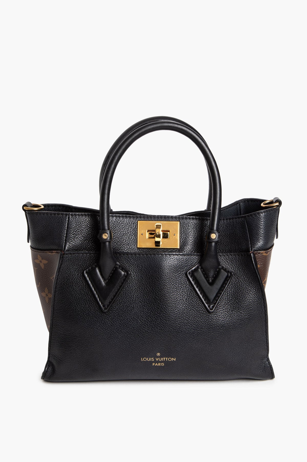Louis Vuitton Black Leather Monogram Canvas On My Side PM