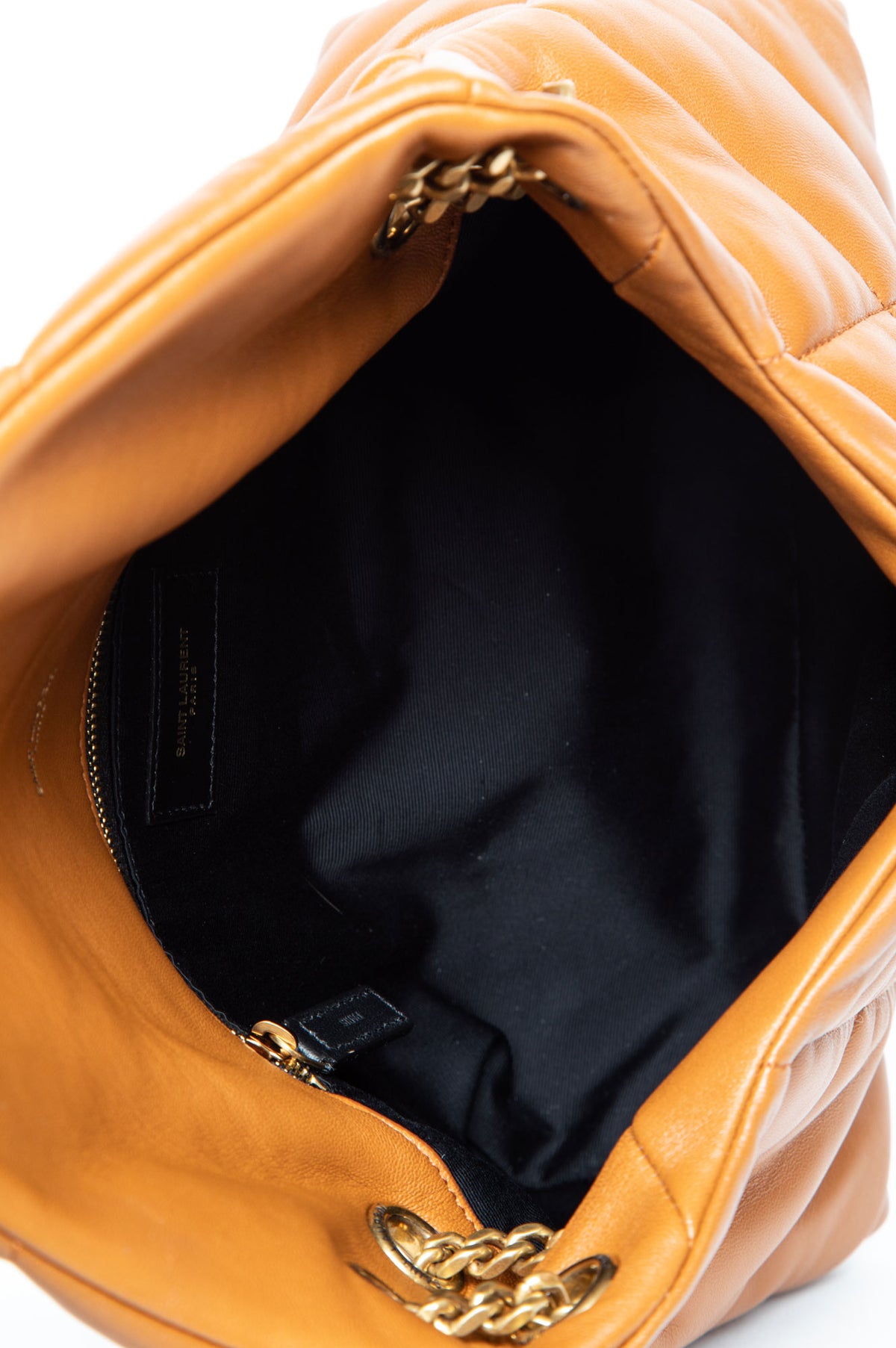 Saint Laurent Honey Brown Lambskin Medium Loulou Puffer Bag