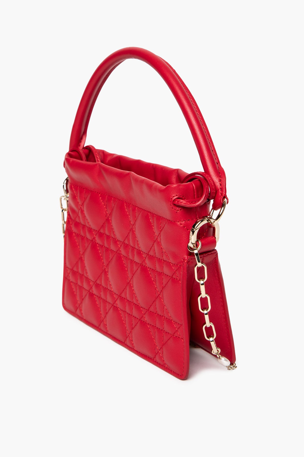 Christian Dior Red Leather Cannage Milly Mini Bag