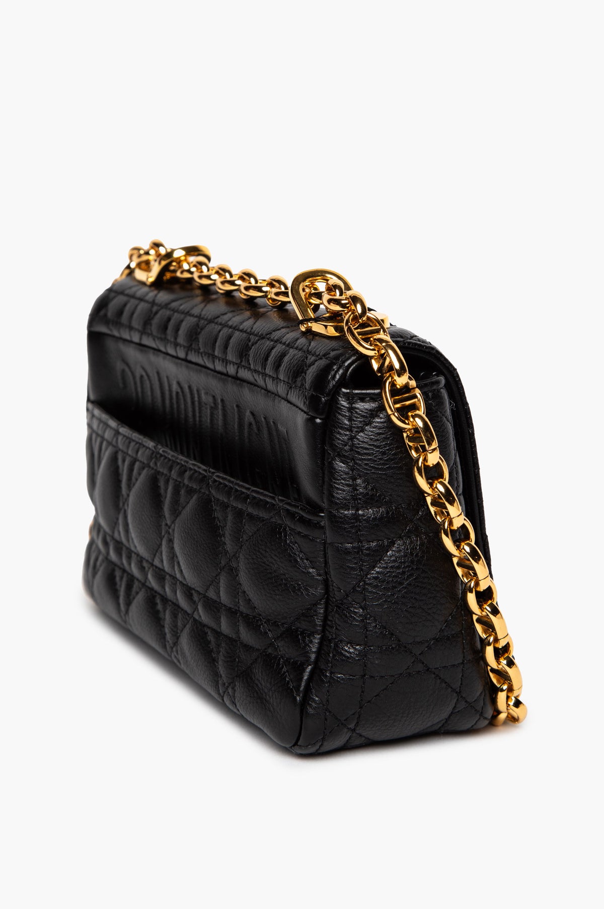 Christian Dior Black Cannage Grained Calfskin Small Caro Bag