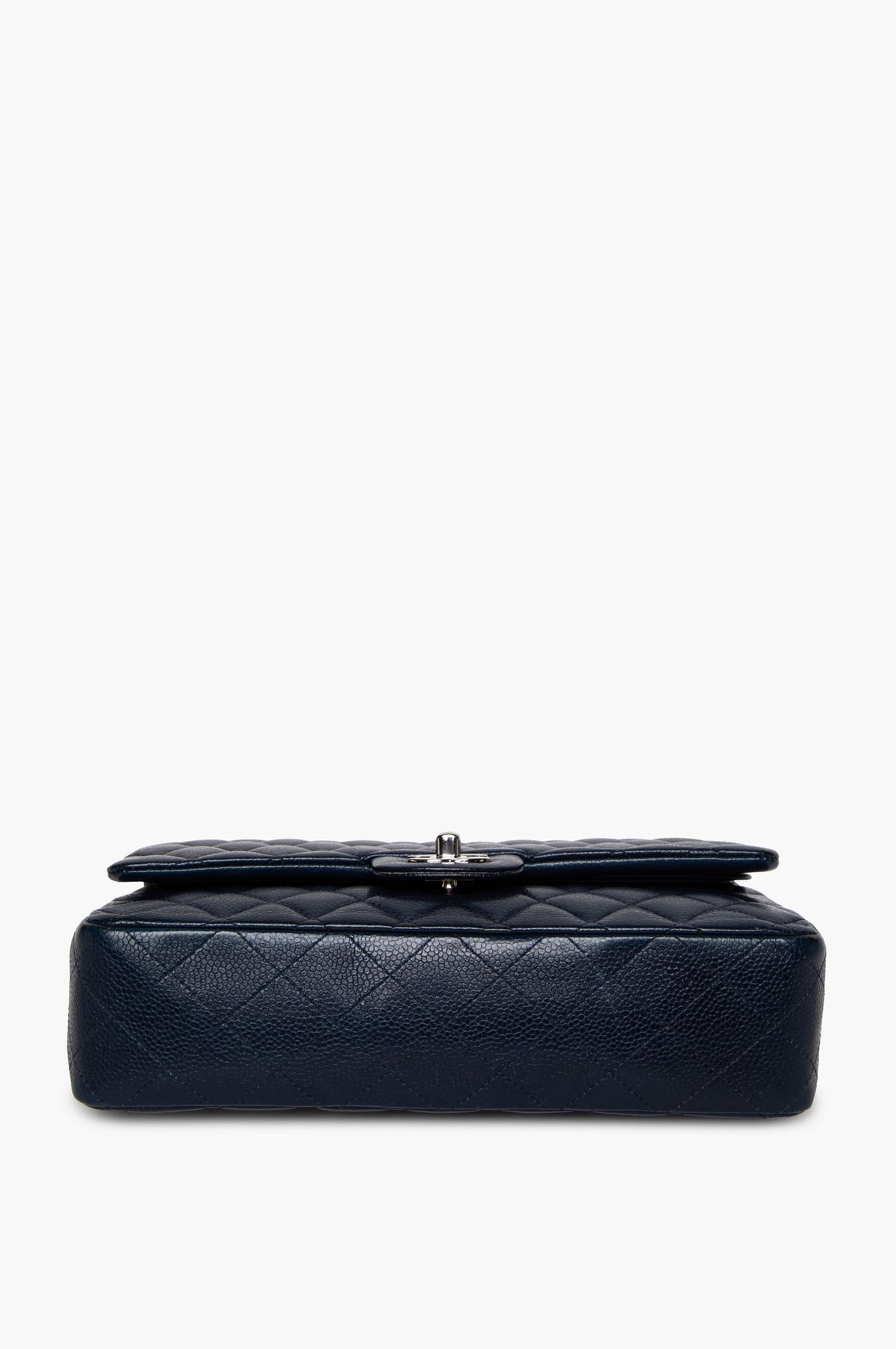 Chanel Navy Blue Caviar Medium Classic Flap SHW