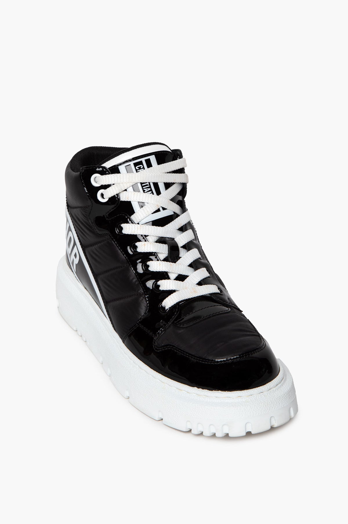 Christian Dior Black Quilted Nylon D-Player High Top Sneakers Size 37