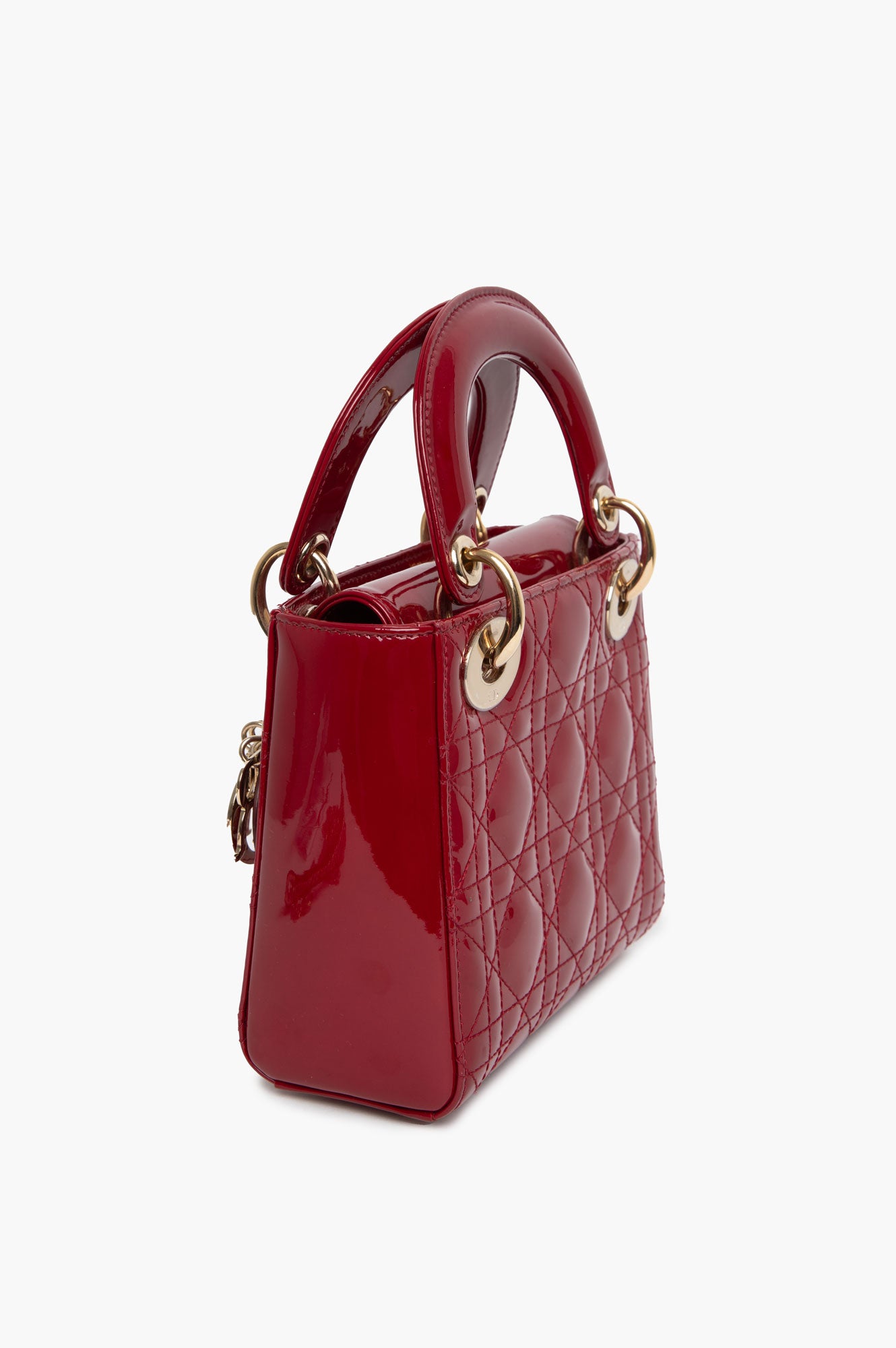 Christian Dior Mini Patent Red Cannage Lady Dior