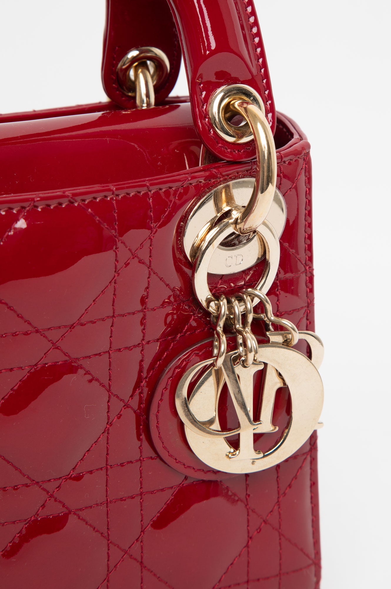 Christian Dior Mini Patent Red Cannage Lady Dior