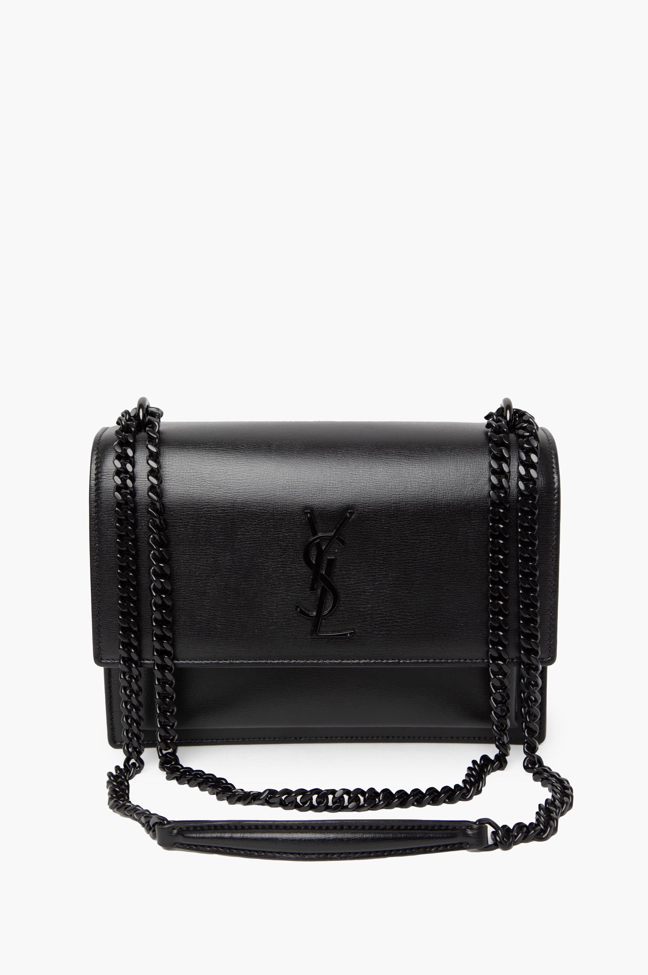 Saint Laurent Black Soft Calfskin Sunset Crossbody Chain Bag