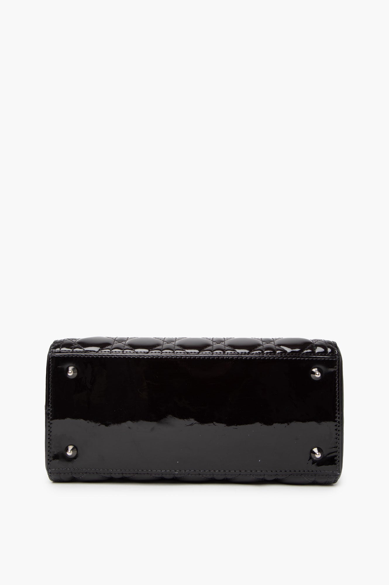 Christian Dior Lady Dior Medium Patent Leather Silver Hardware Handbag