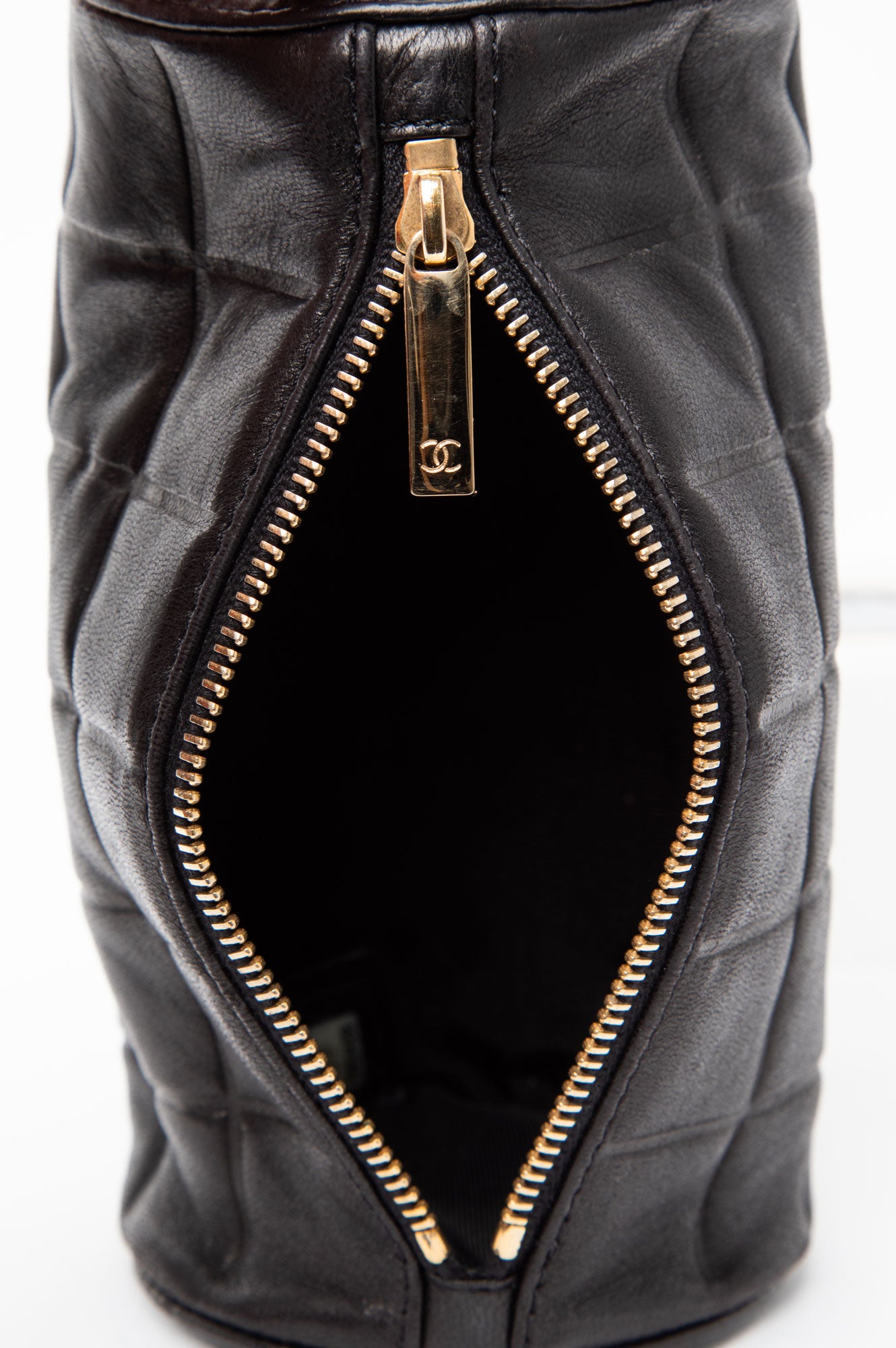 Chanel 2003 Black Leather Cosmetic Bag