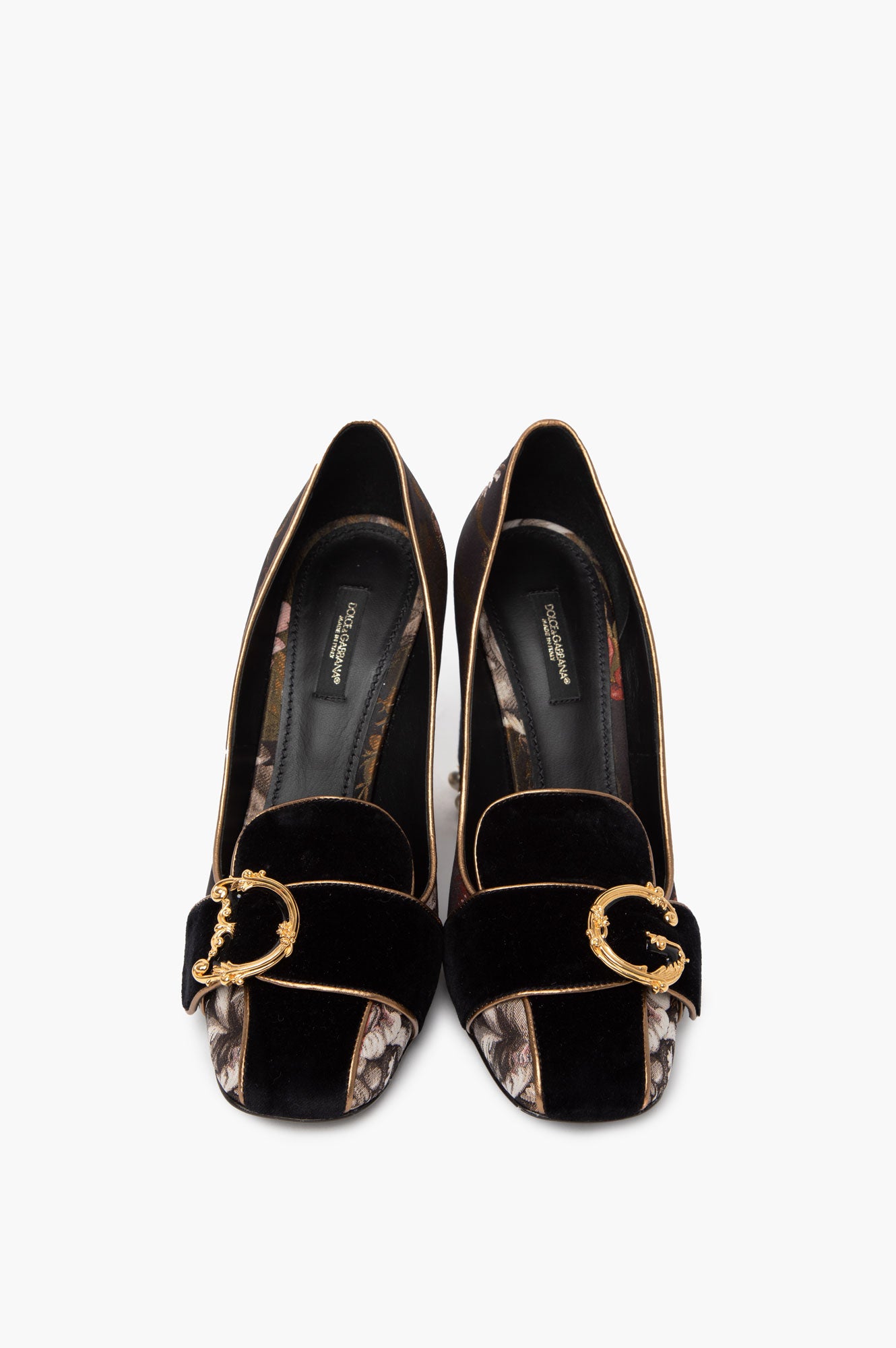 D&G Golden Baroque Black Velvet Pumps Size 40