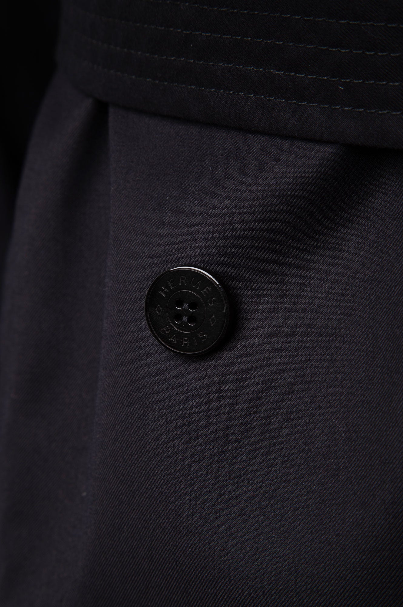 Hermes Black Trench Coat 36