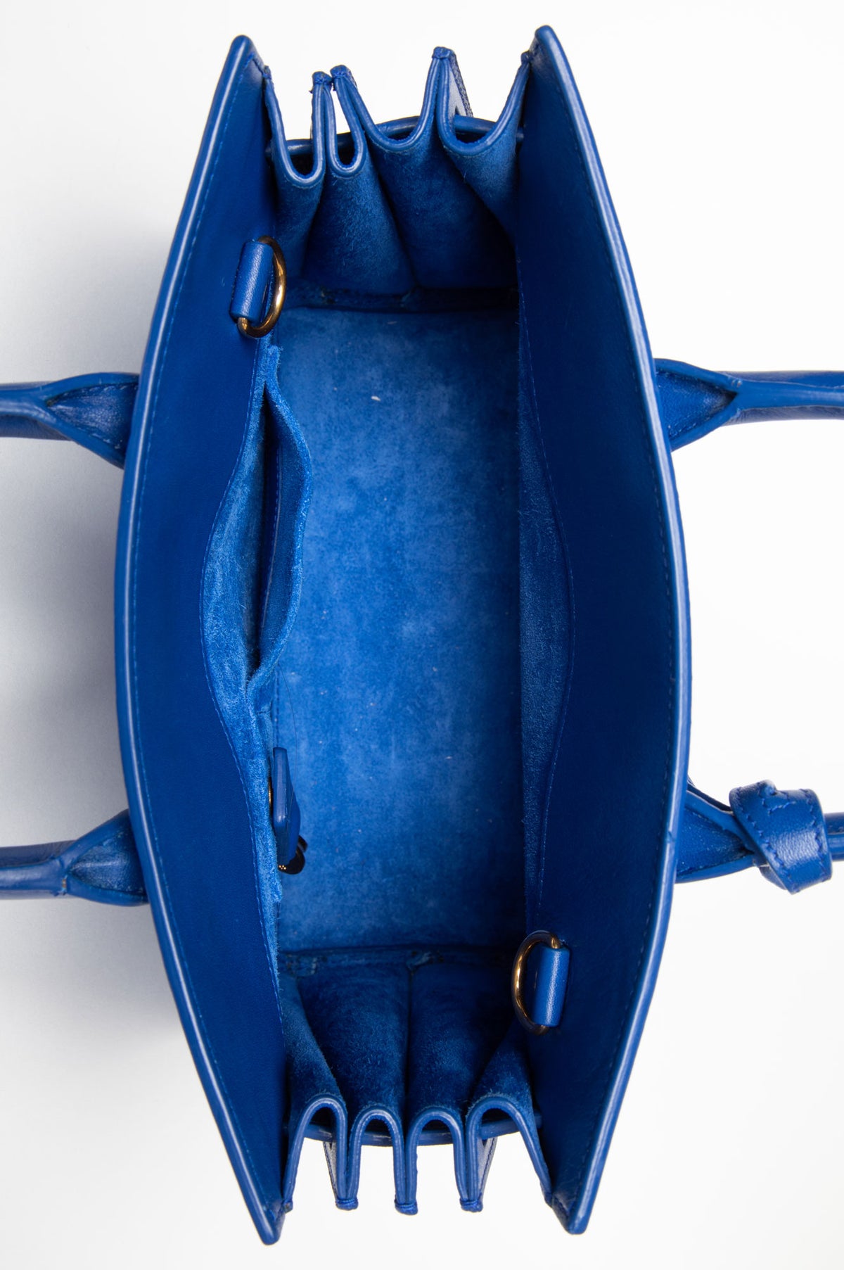 Saint Laurent Royal Blue Smooth Calfskin Nano Sac De Jour With Strap