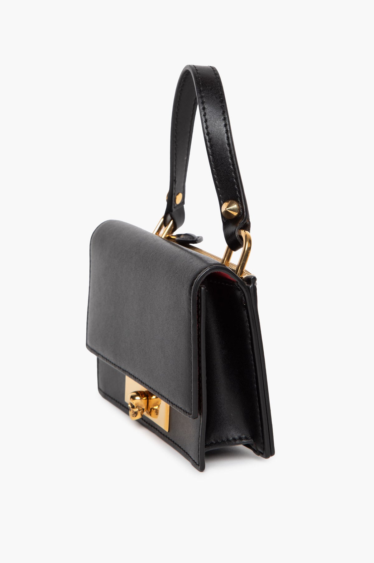Alexander McQueen Black Calfskin Skull Lock Liberty Mini Bag