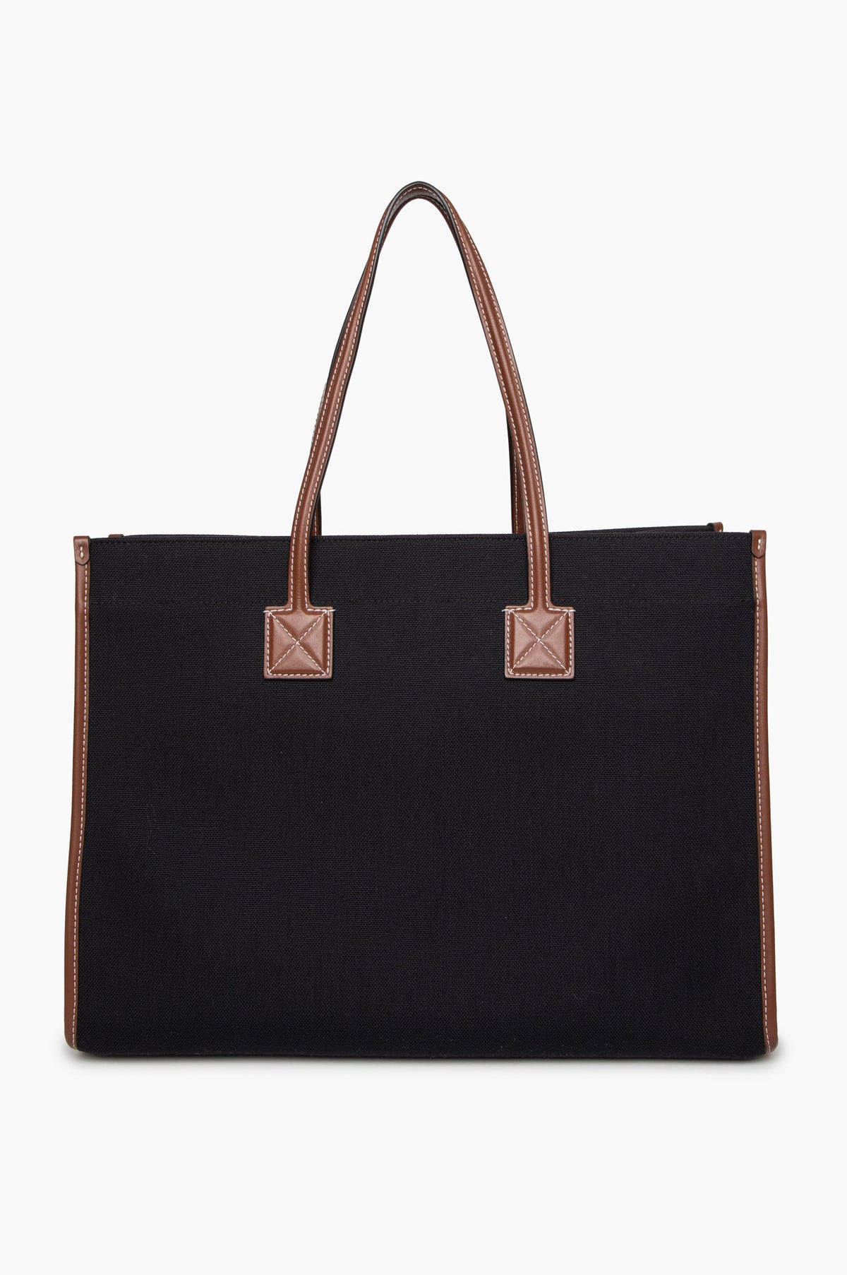 Burberry Black Canvas Brown Leather Trimmed Freya Tote