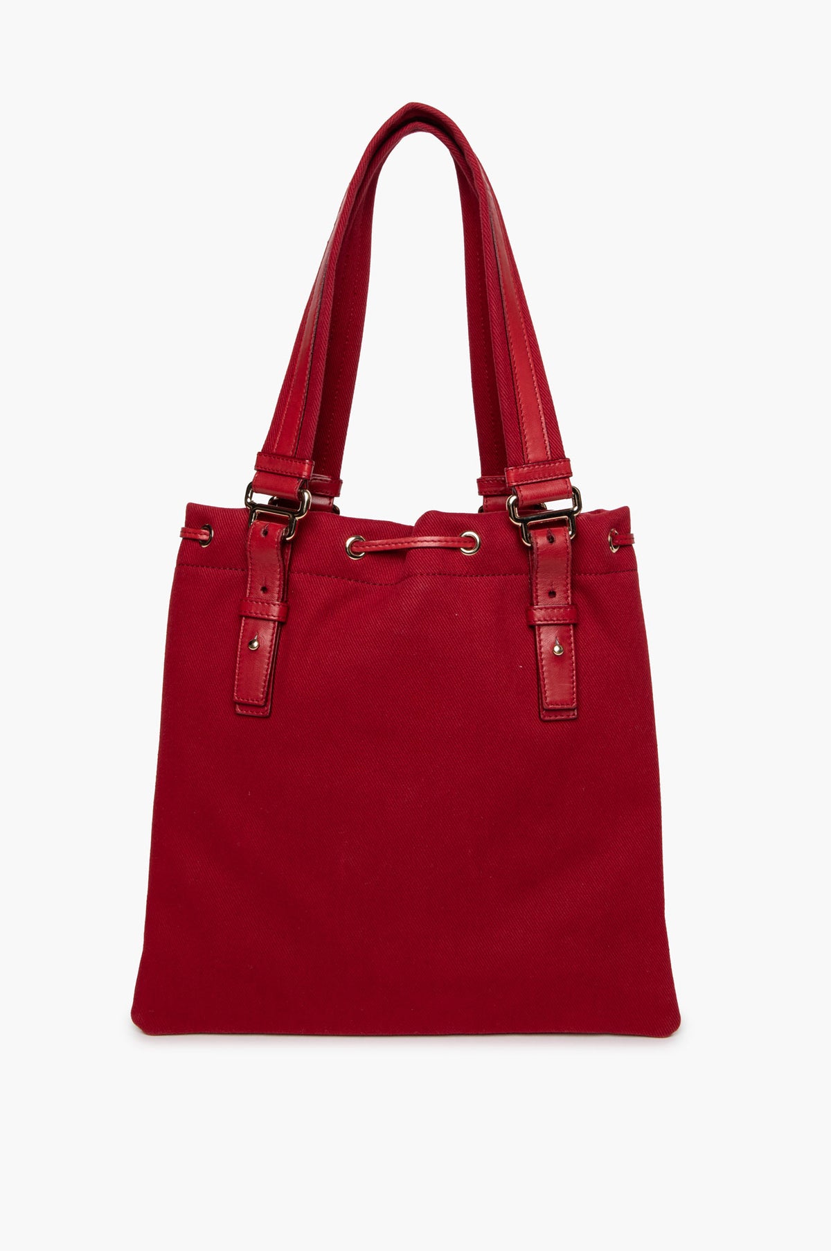 Yves Saint Laurent Red Canvas Mini Kahala Drawstring Tote Bag