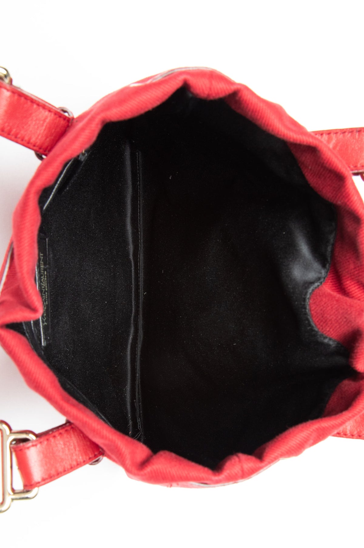 Yves Saint Laurent Red Canvas Mini Kahala Drawstring Tote Bag