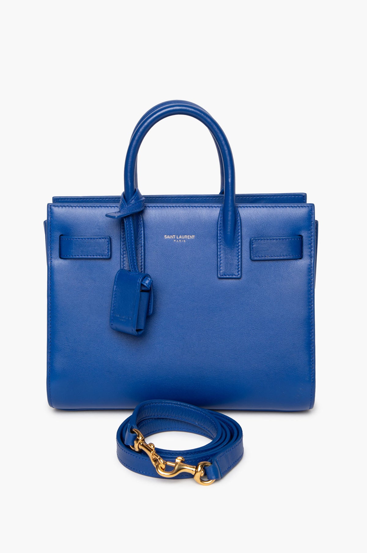 Saint Laurent Royal Blue Smooth Calfskin Nano Sac De Jour With Strap